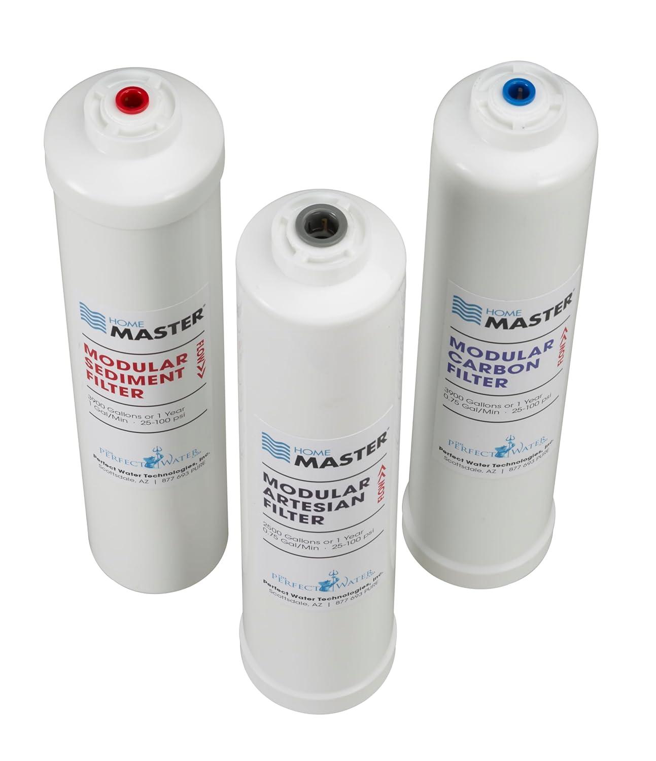 White Modular Sediment, Artesian, and Carbon Water Filter Set