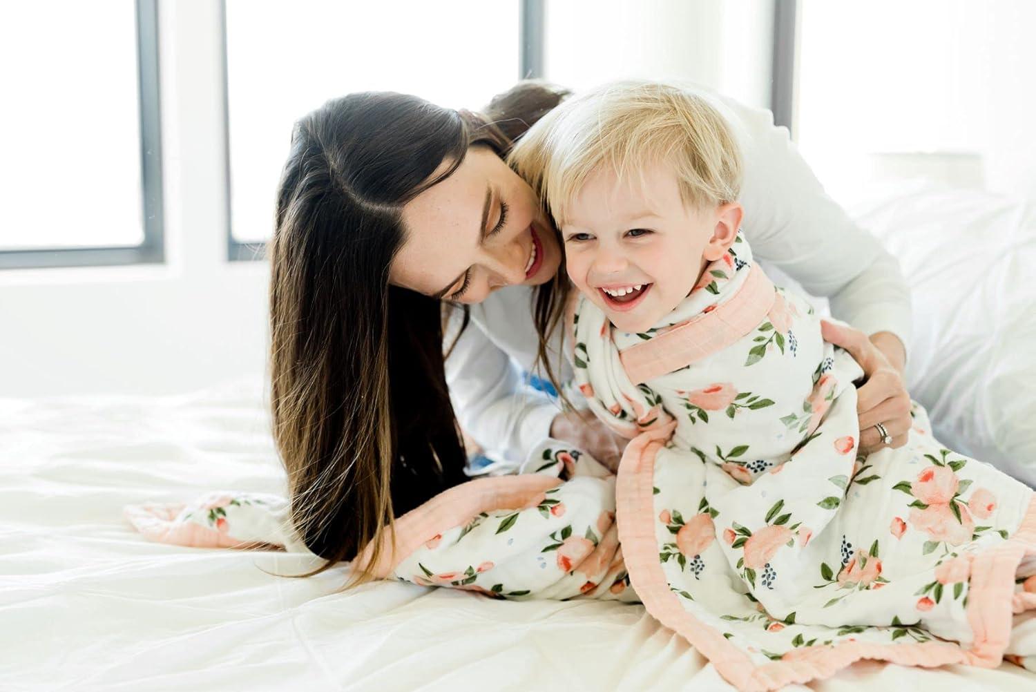 Watercolor Roses Cotton Muslin Reversible Toddler Quilt