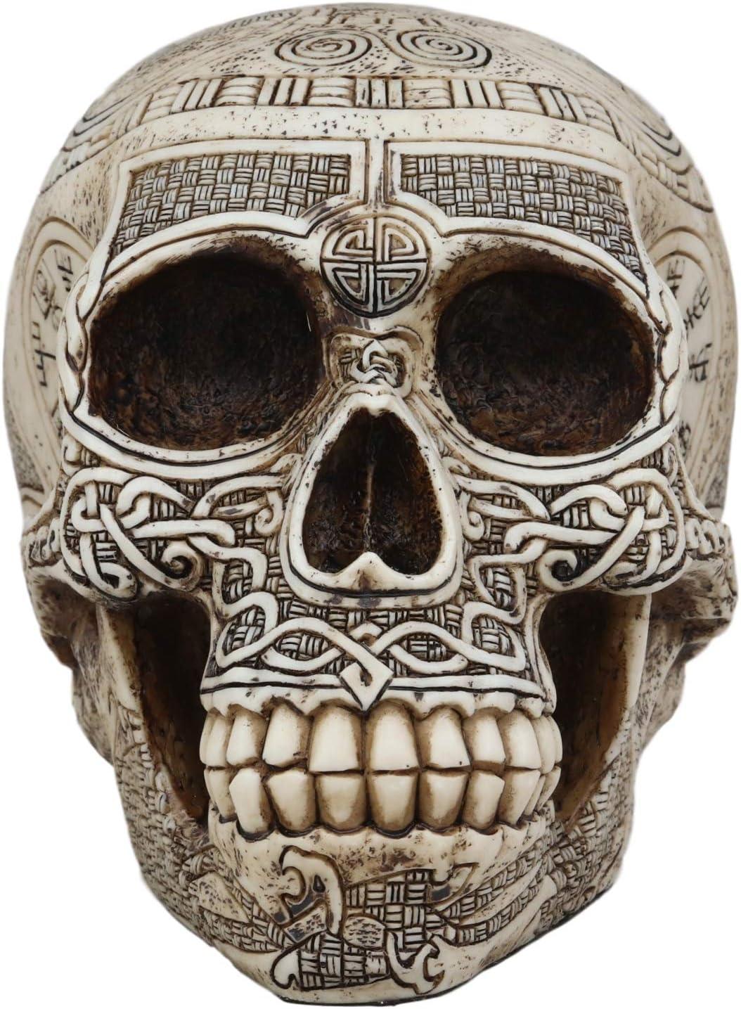 Ebros Norse Viking Skull Figurine 7 Inch Length Skeleton Head Decor