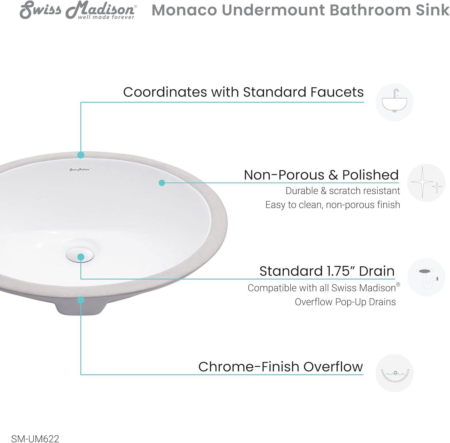 Monaco 19 Oval Under-Mount Bathroom Sink