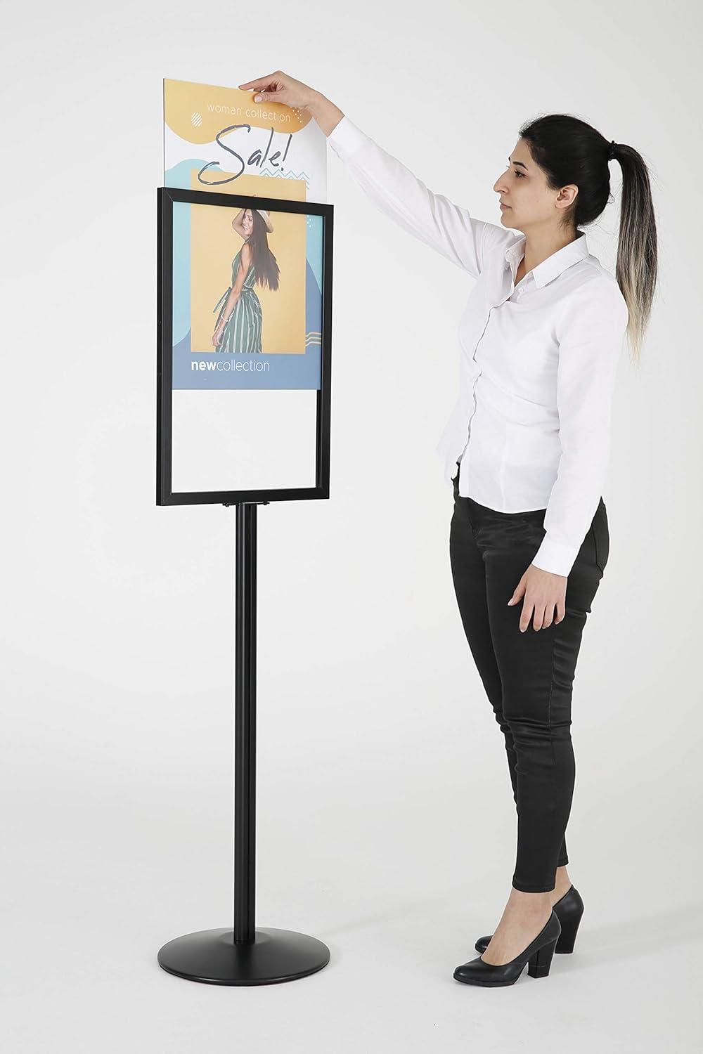 Black Aluminum Floor Standing Double-Sided 22x28 Inch Poster Frame