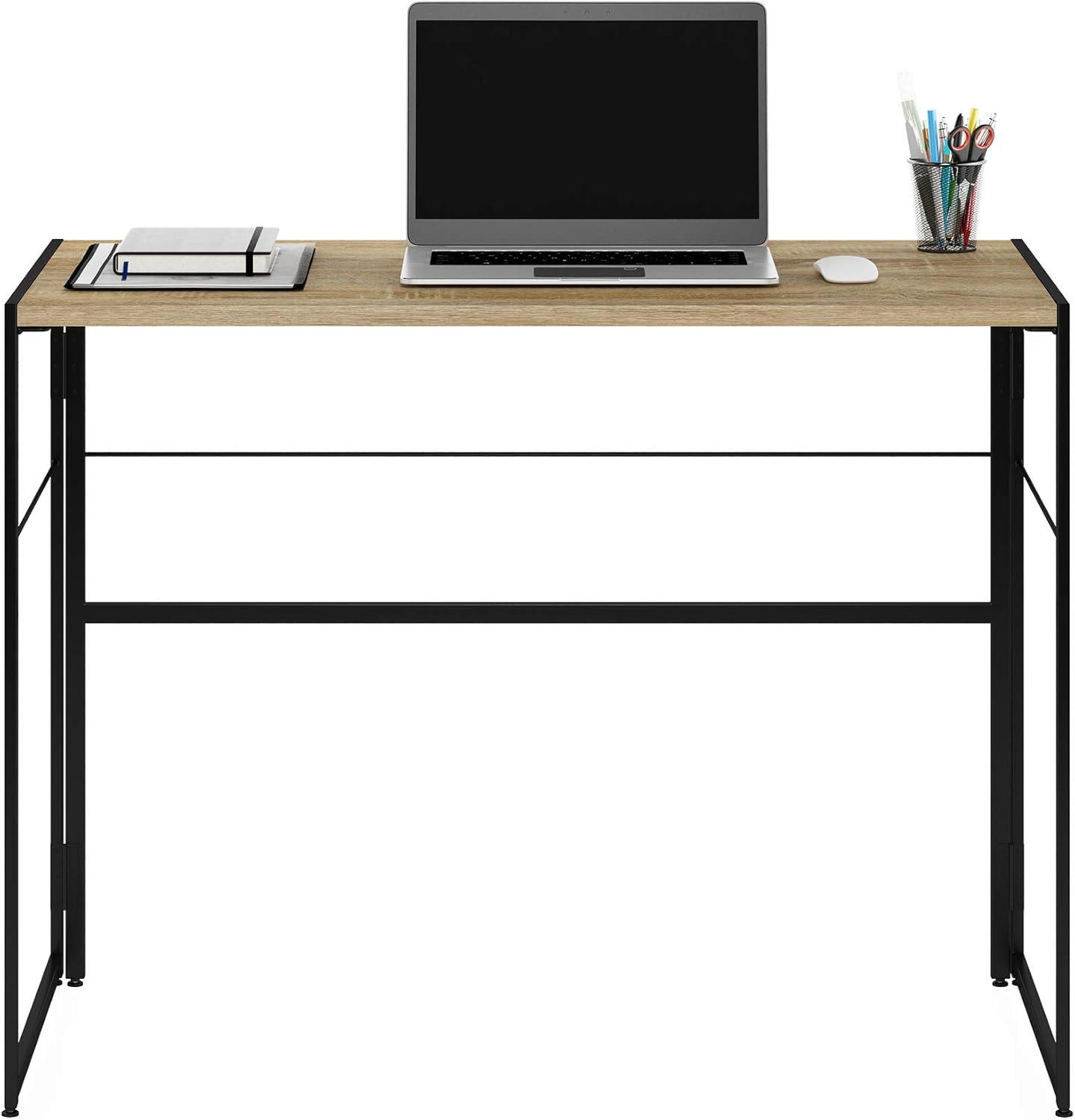 Furinno Riau No Tool Metal Frame Computer Desk, Sonoma Oak/Black