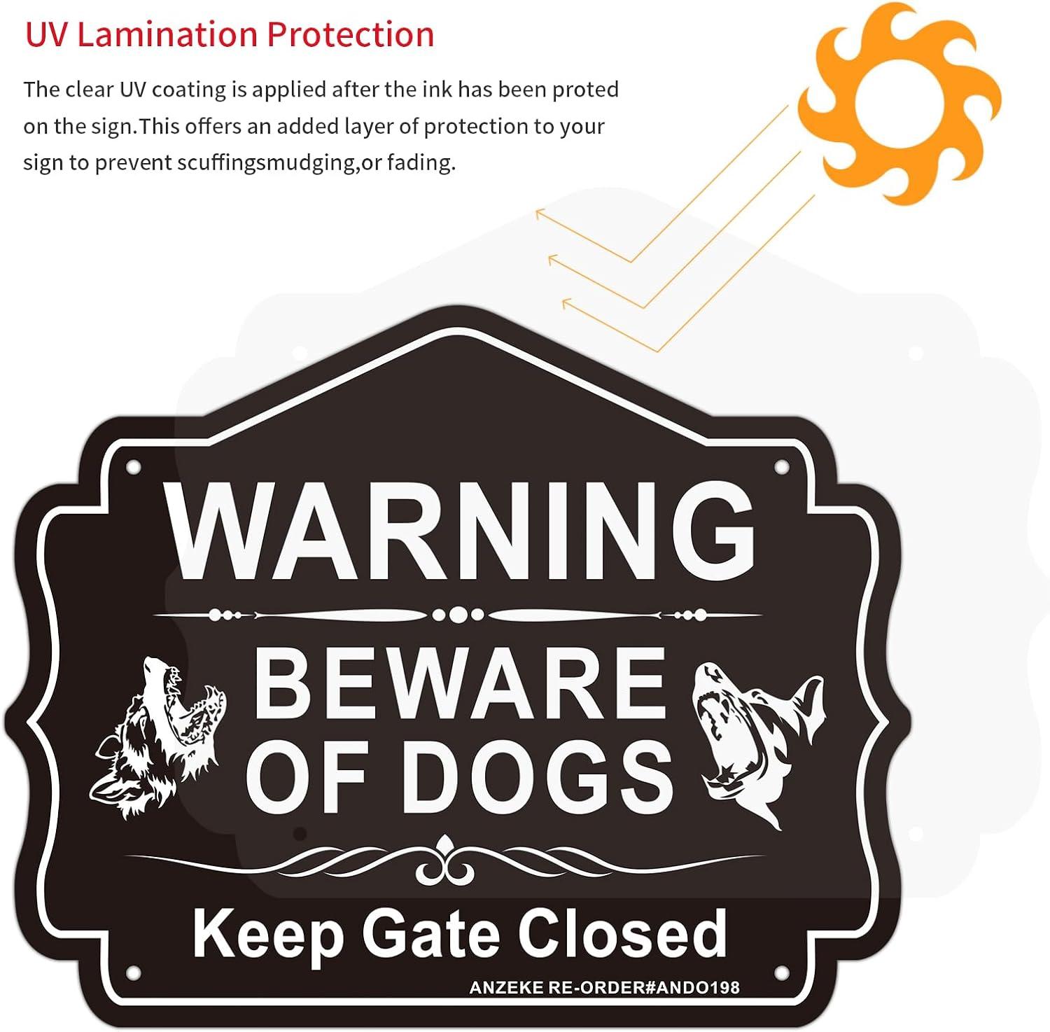 2Pack Beware of Dog Sign, You Have Been Warned No Responsible for Injury or Death - Indoor/Outdoor Fence Use - Metal Aluminum Rust Free | 7" x 9.8" Pre-Drilled Holes, Fade Resistant, Weatherproof