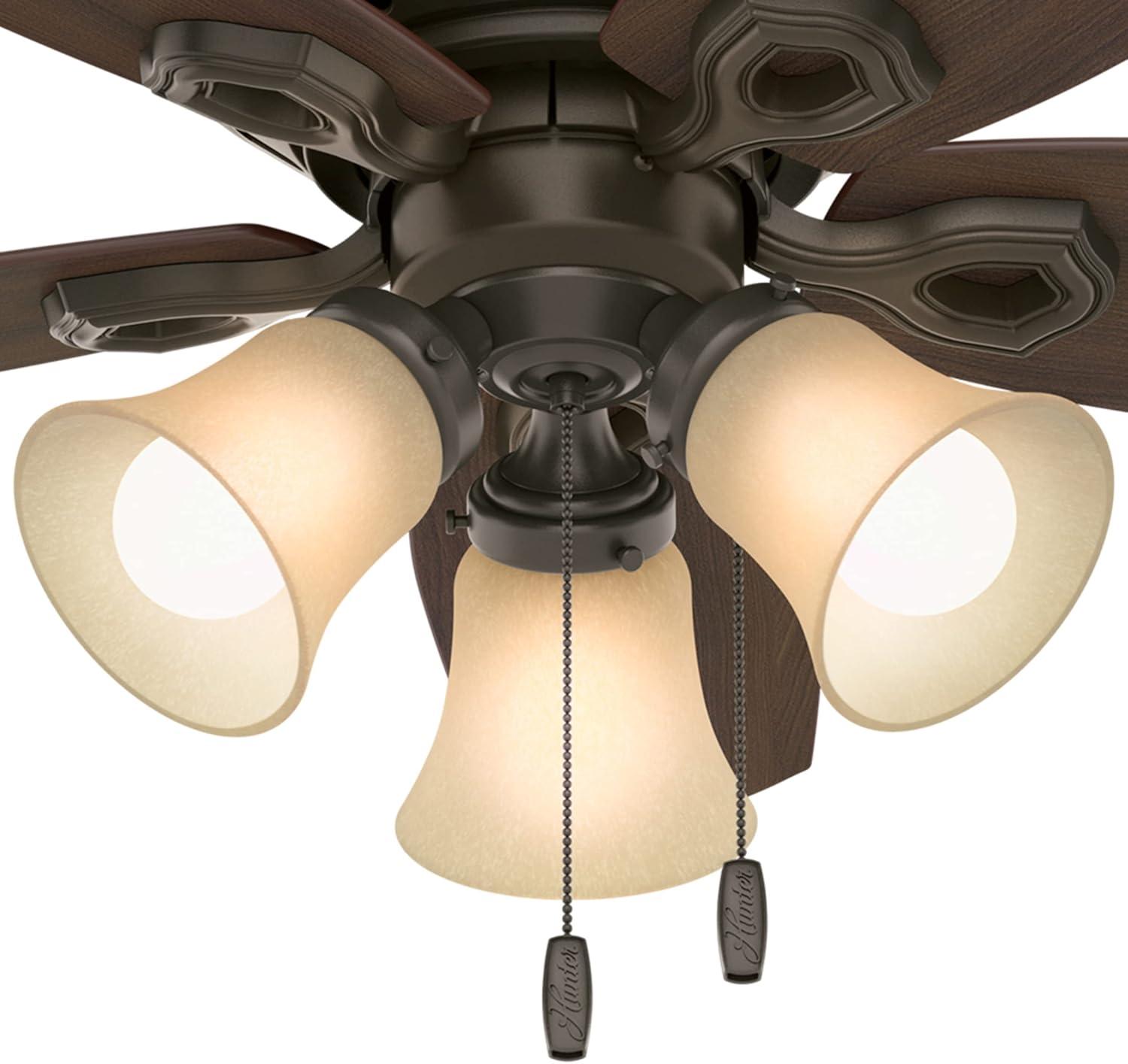 42" Builder Low Profile 5 - Blade Flush Mount Ceiling Fan with Pull Chain and Light Kit Included