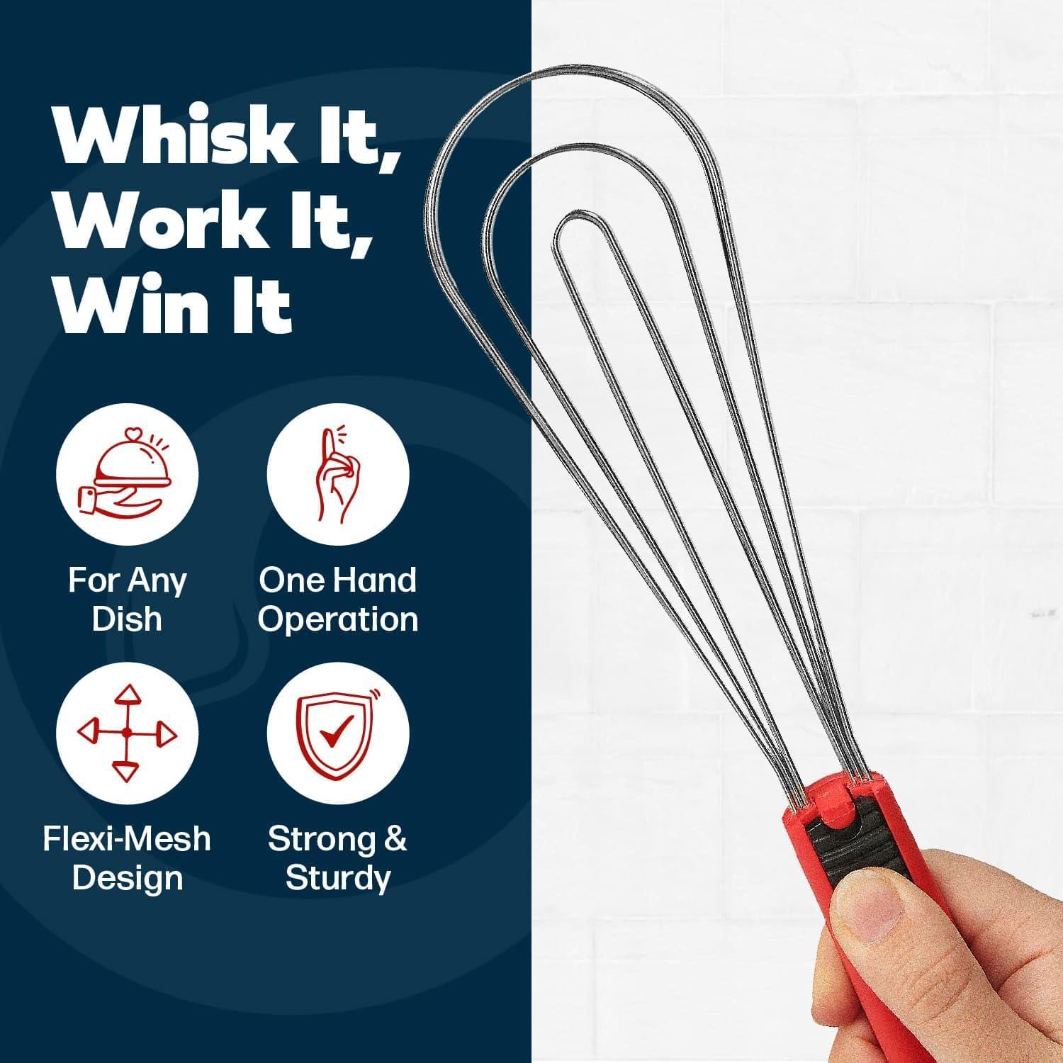 Cooks Innovations Foodie Tongs for Cooking - Dishwasher Safe 6-In-1 Kitchen Gadget - Red