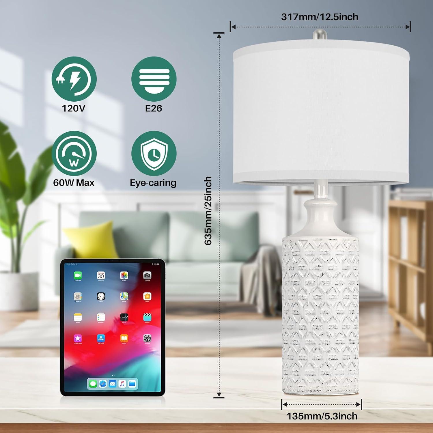 Amarchand 24.75"Modern Ceramic Lamp, for Living Room Bedroom, Bedside Table (Bulb Not Included)