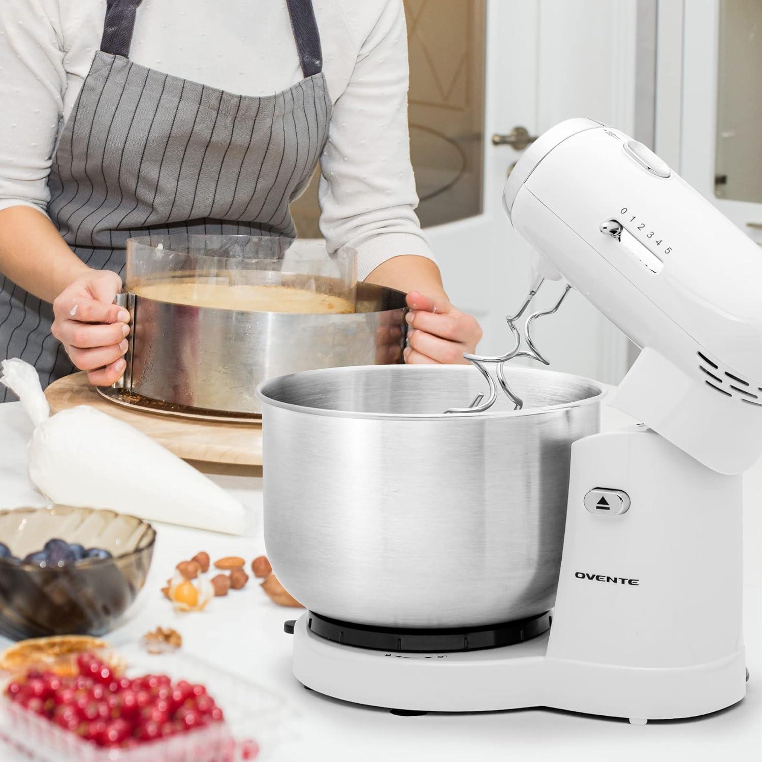 Ovente Electric Stand Mixer with 3.5Qt Removable Stainless Steel Bowl
