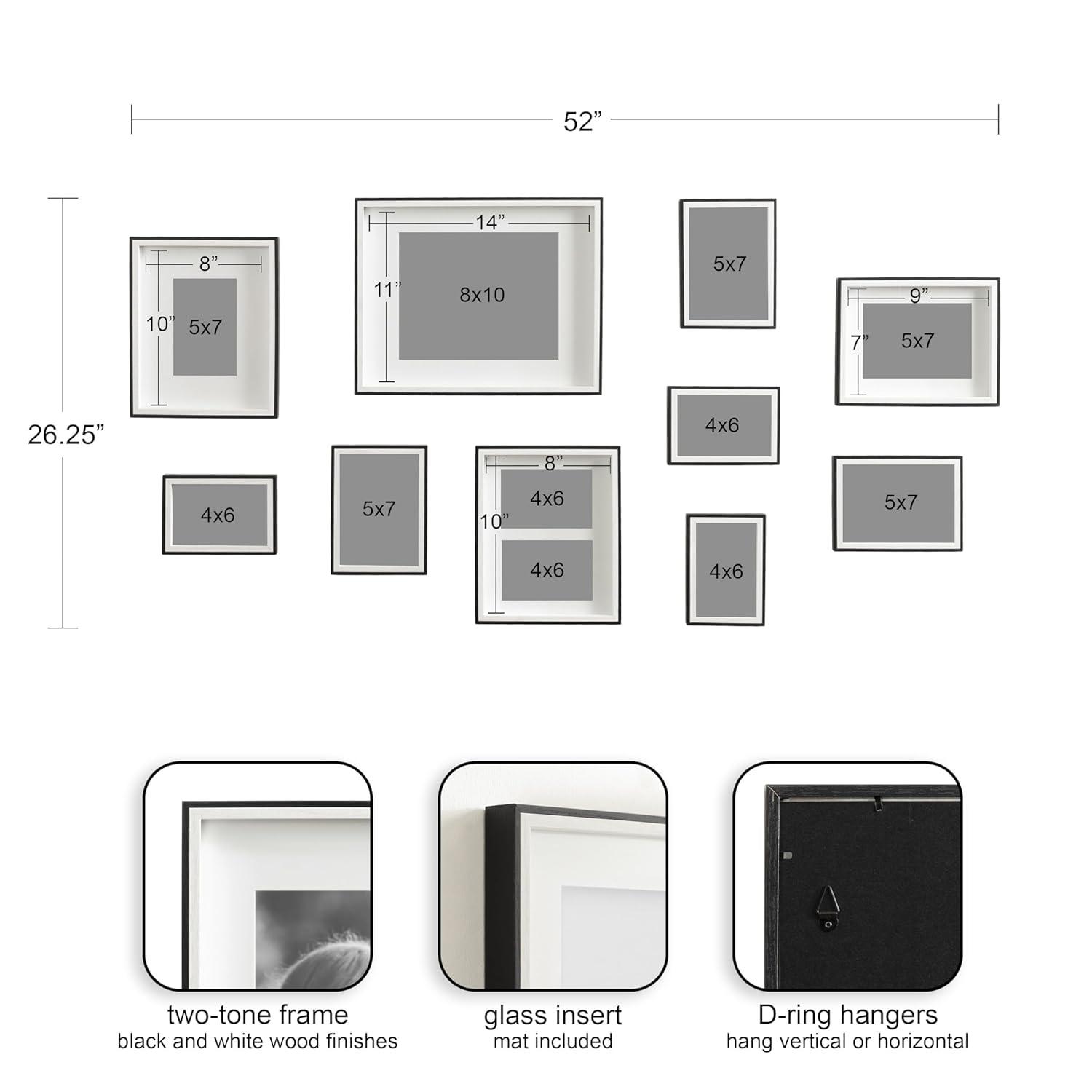 Kate & Laurel All Things Decor (Set of 10) Gibson Wall Photo Frames Black