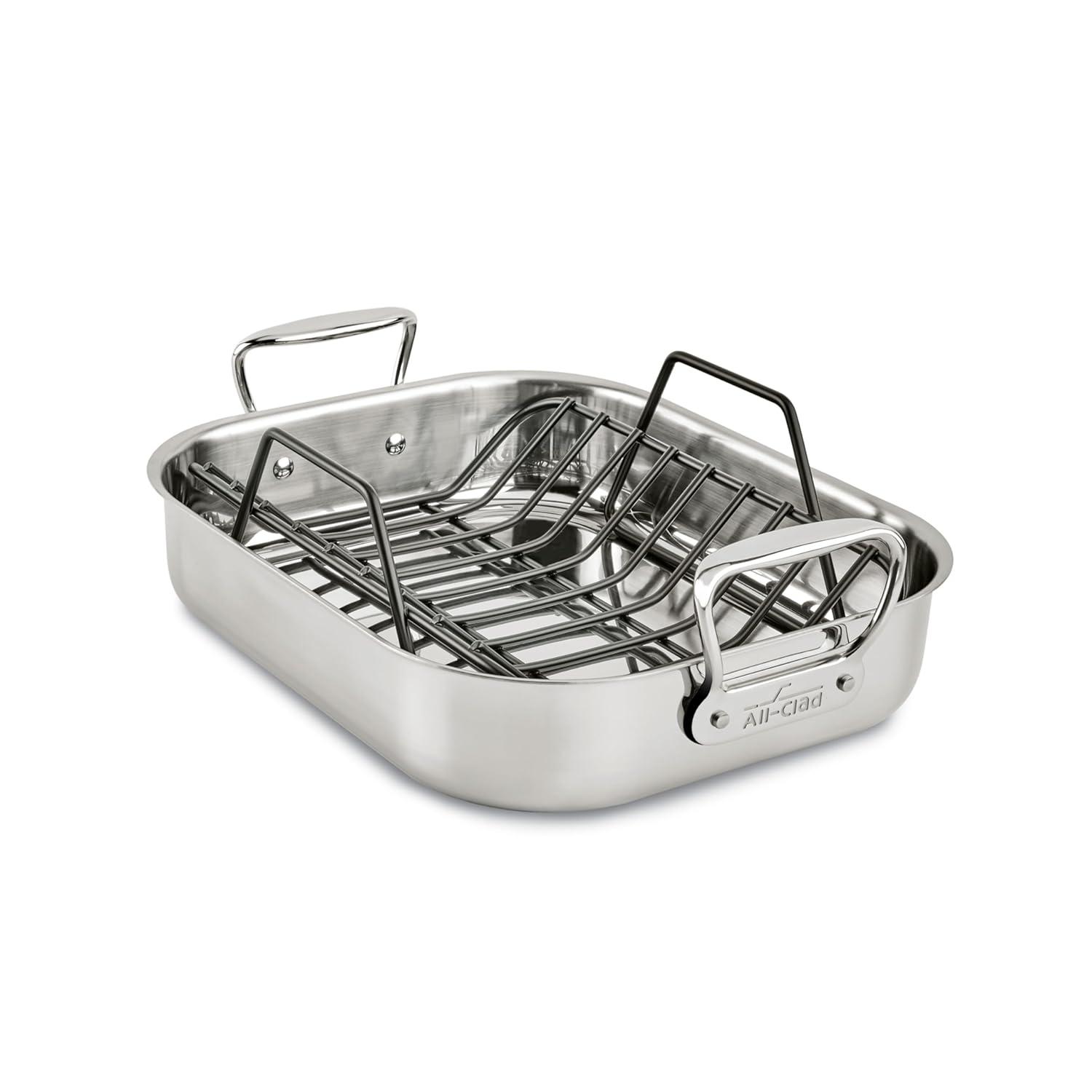 Stainless Steel 14.5" Roaster with Nonstick Rack and Handles