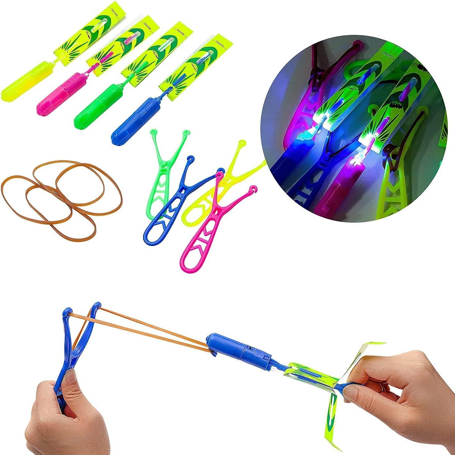 Rocket Copters Amazing LED Slingshot Helicopter Toy, Launches up to 120 ft., 9-Piece Set