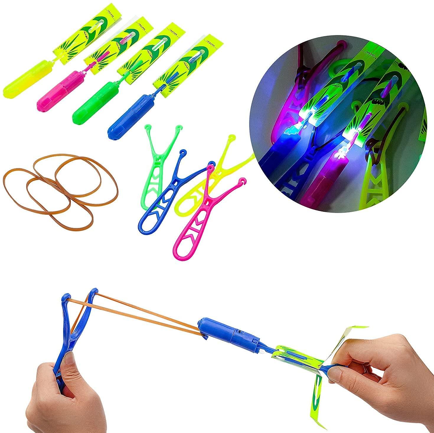 Rocket Copters Amazing LED Slingshot Helicopter Toy, Launches up to 120 ft., 9-Piece Set