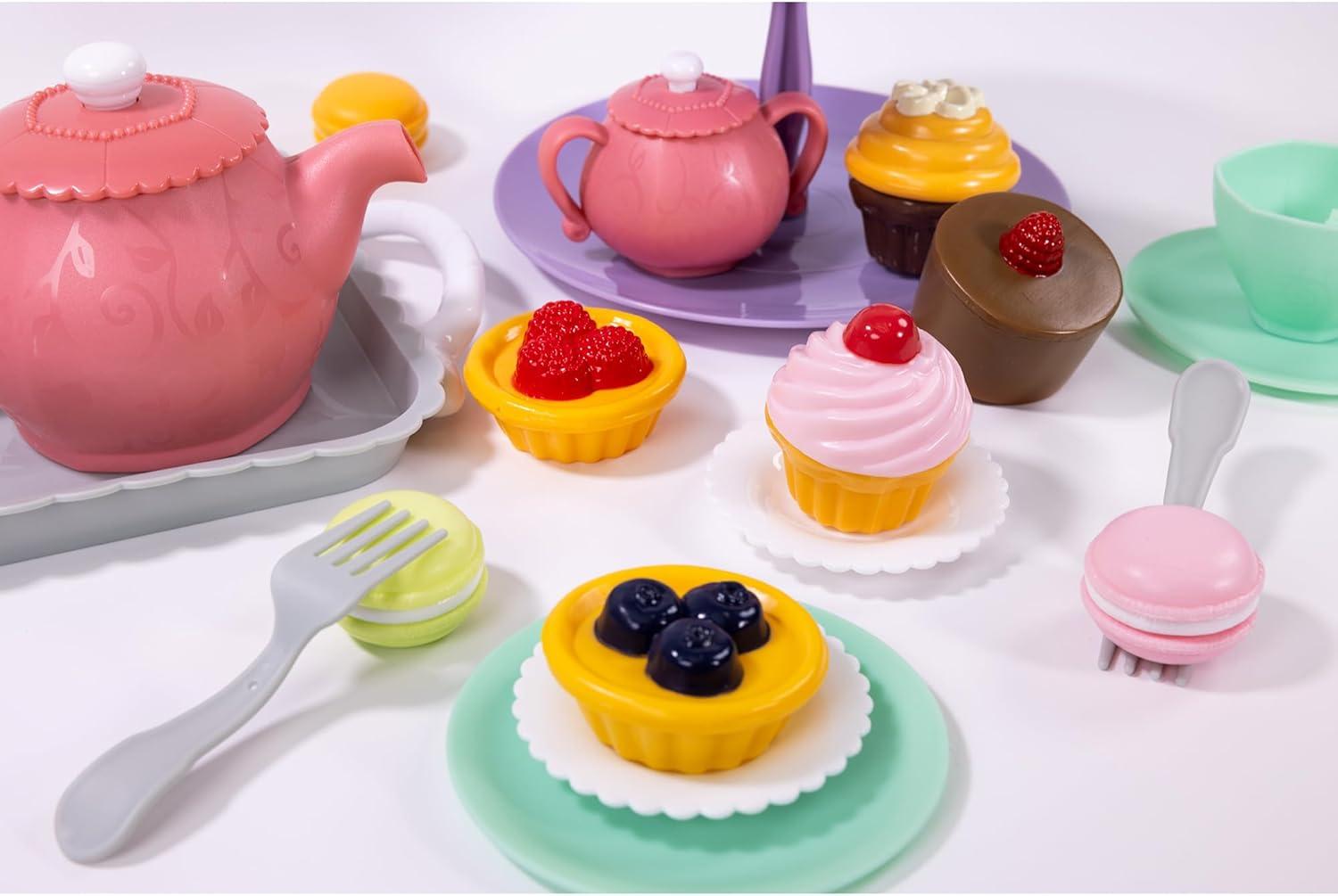 NurtureNature Afternoon Tea Set 25pc - Pink Pot, Desserts, Pretend Play, Ages 3+