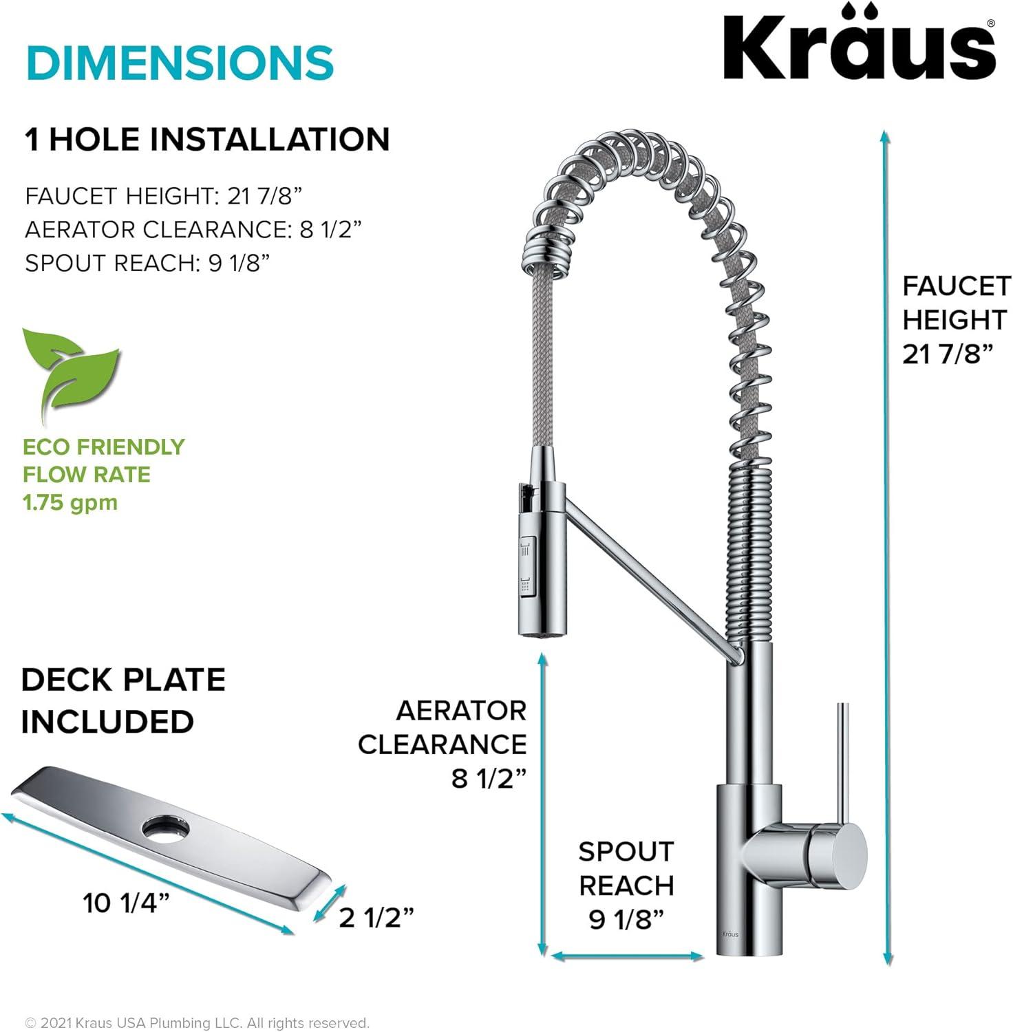 KRAUS Oletto Commercial Style Single Handle Pull Down Kitchen Faucet with QuickDock Top Mount Installation Assembly