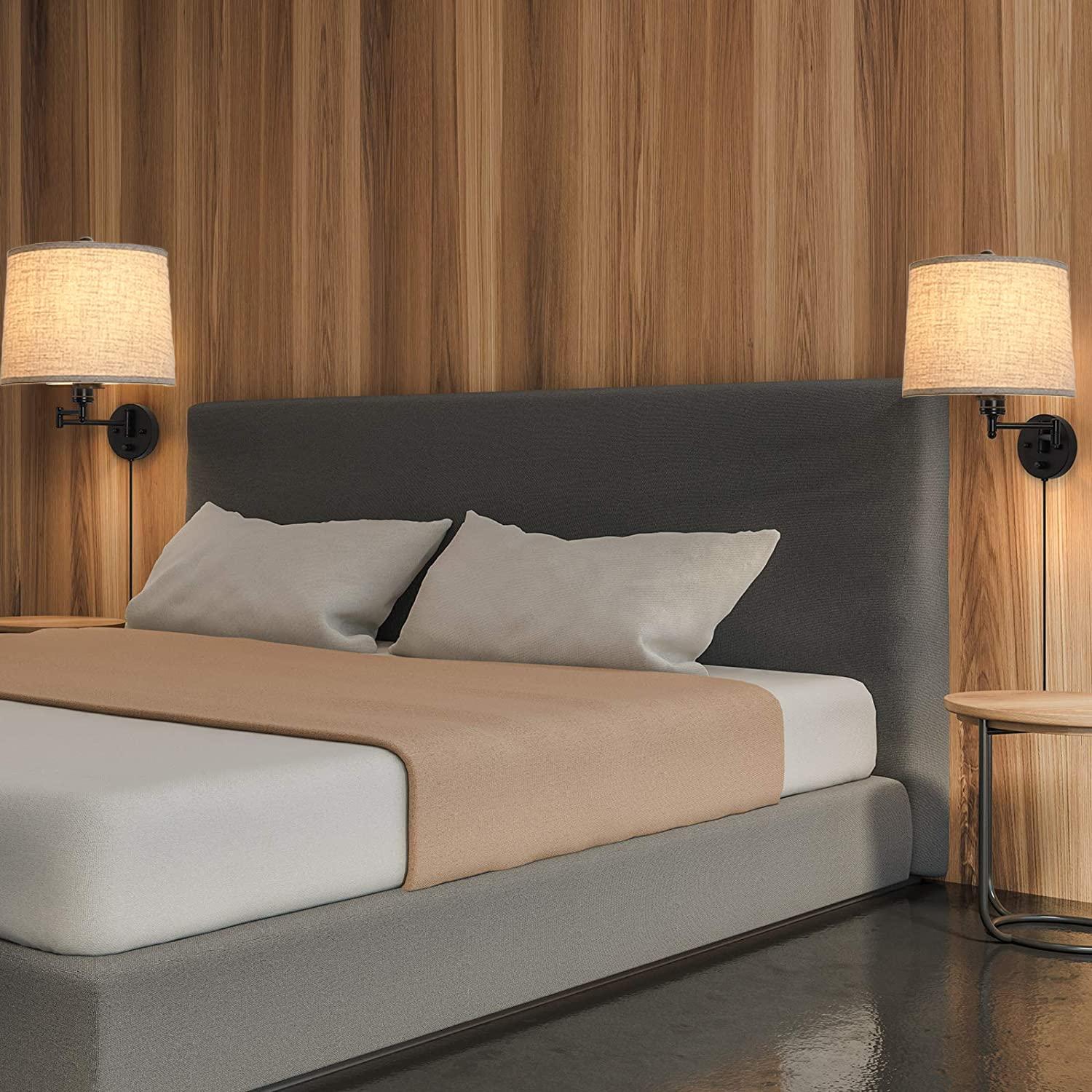 Lamp Shades Set of 2, Drum Lamp Shades for Table Lamps 11.6" Top x 12.6" Bottom x 9.8" High (Spider Fitter), Natural Linen Medium Lampshades for Floor Lamps Bedside Lamps, Beige