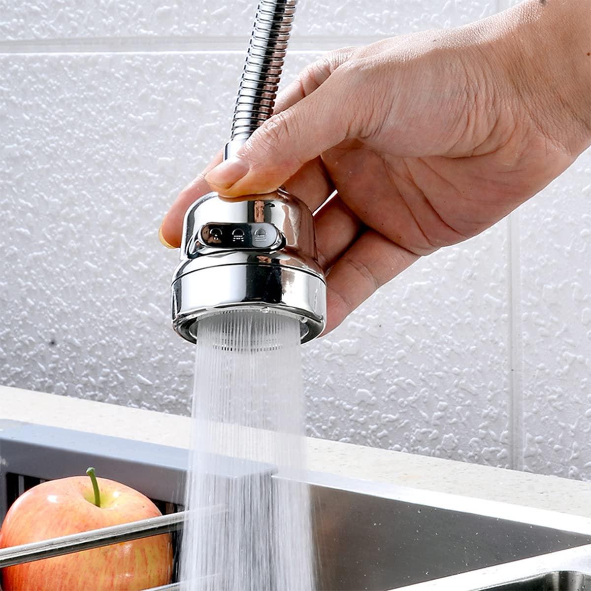 Kitchen Faucet Sprayer Attachment, Movable Faucet Extender for Kitchen Sink, 360° Rotatable Sink Faucet Head Anti-Splash Tap Booster Shower and Water Saving Faucet for Kitchen