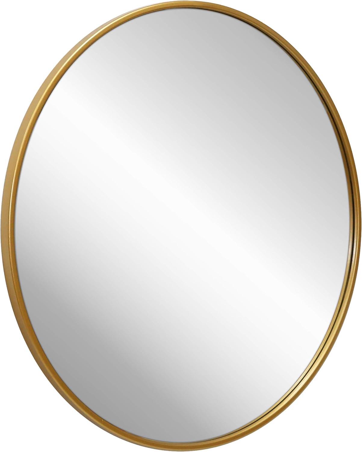 HBCY Creations Gold Circle Wall Mirror 24 Inch Round Wall Mirror for Entryways, Washrooms, Living Rooms and More (Gold, 24")