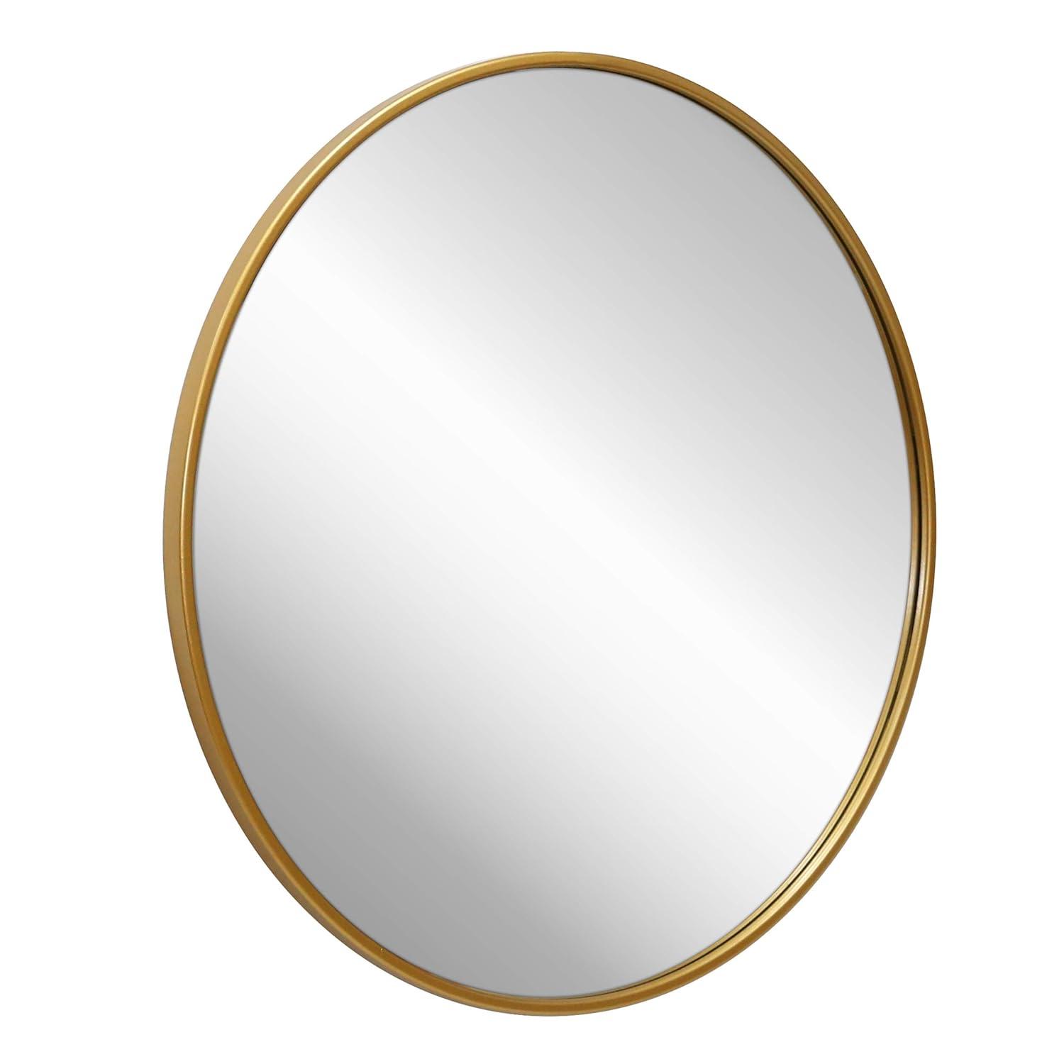 HBCY Creations Gold Circle Wall Mirror 24 Inch Round Wall Mirror for Entryways, Washrooms, Living Rooms and More (Gold, 24")