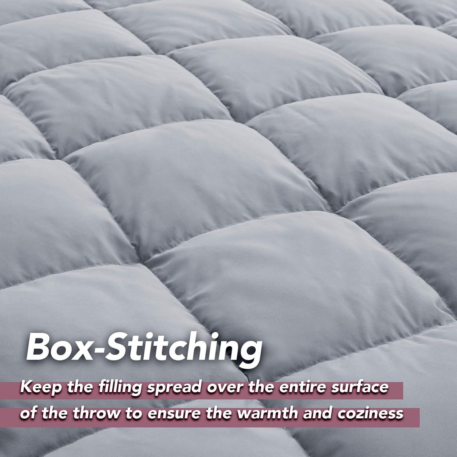 Puredown Natural UltraFeather Down Throw Blanket 50x70 Peach Skin Fabric