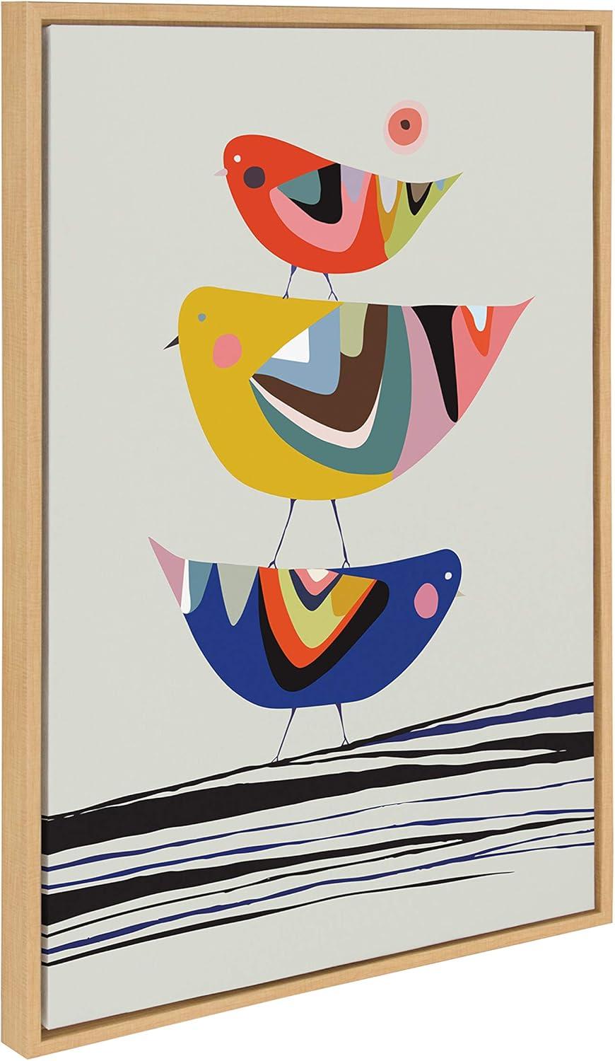 23" x 33" Sylvie The Family Tree Framed Canvas By Rachel Lee Natural - Kate and Laurel: Whimsical Birds, Modern Wall Art
