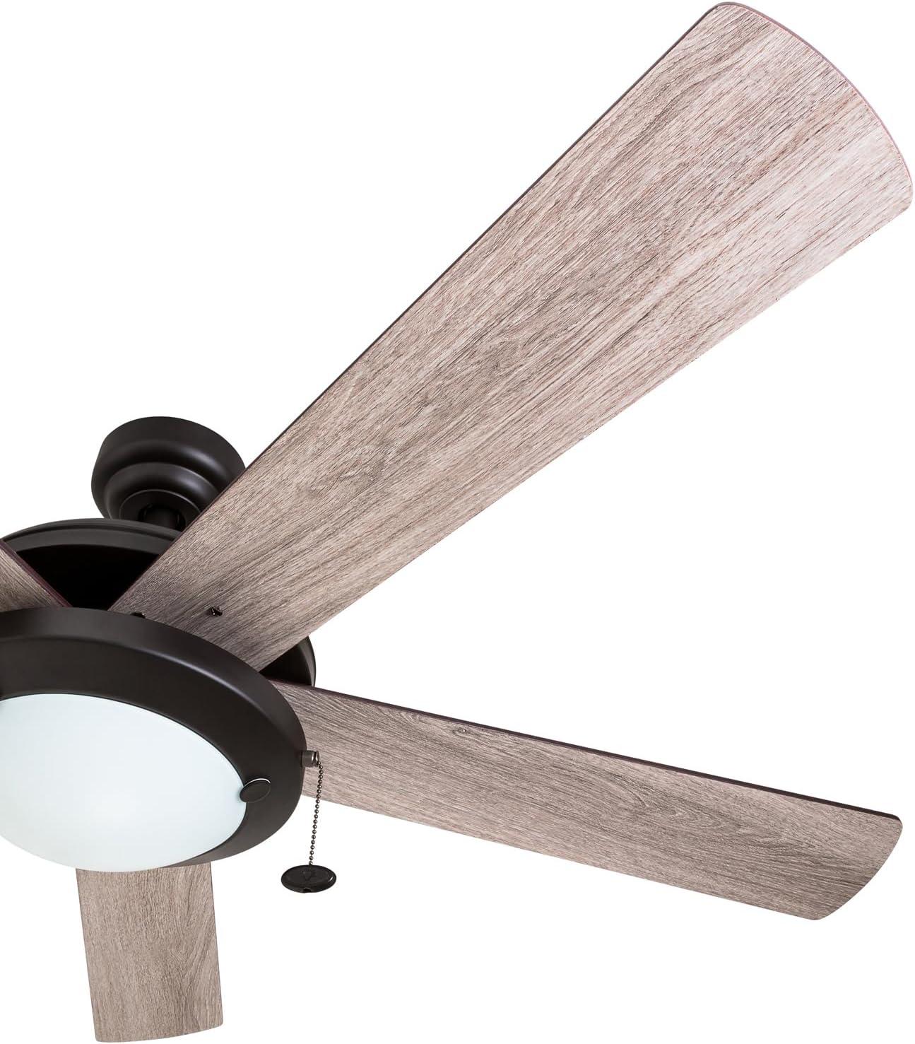 Prominence Home Bolivar 52" Bronze Ceiling Fan with 5 Blades, Integrated LED Light Kit, Pull Chains & Reverse Airflow
