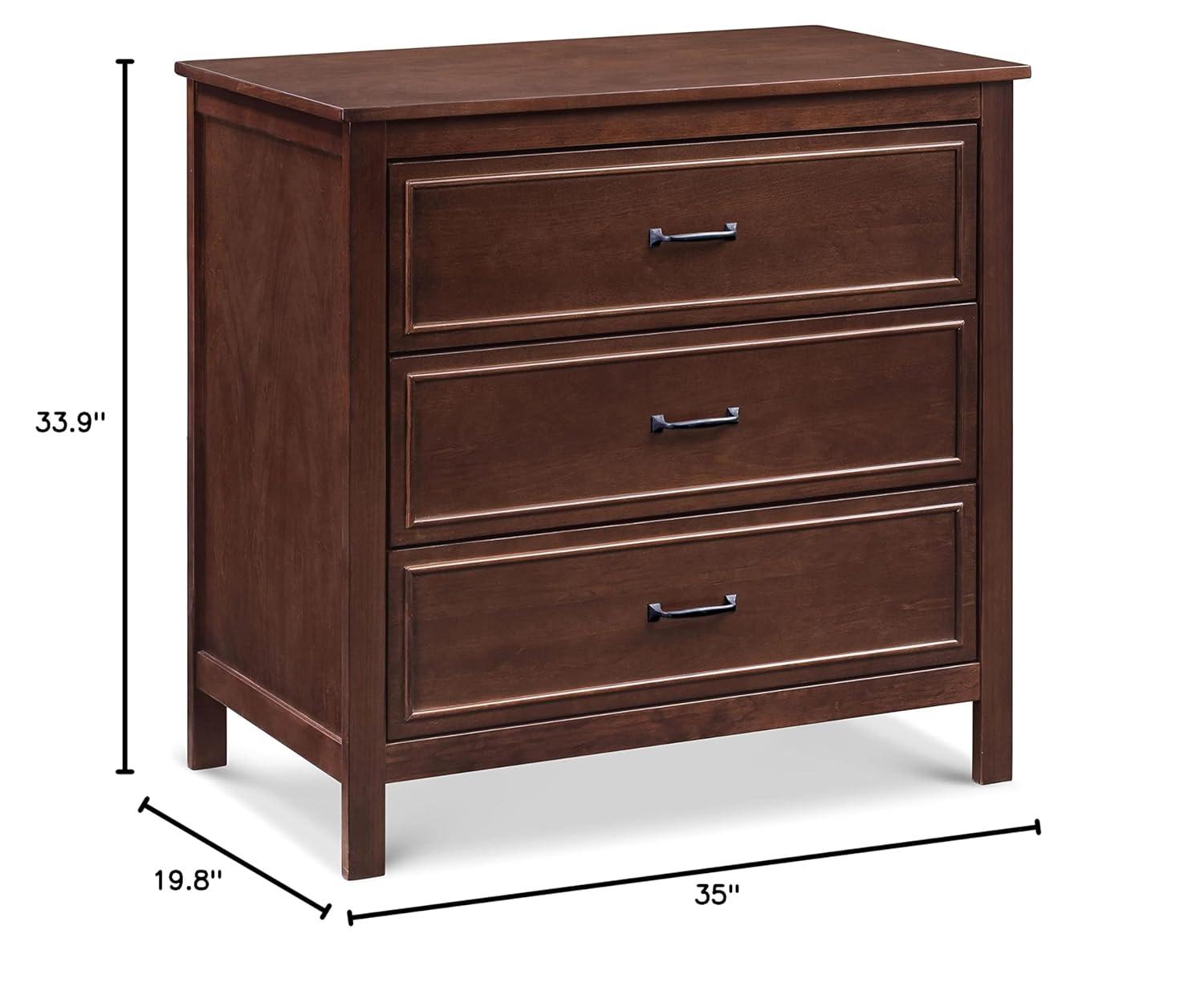 Espresso Solid New Zealand Pine 3-Drawer Nursery Dresser