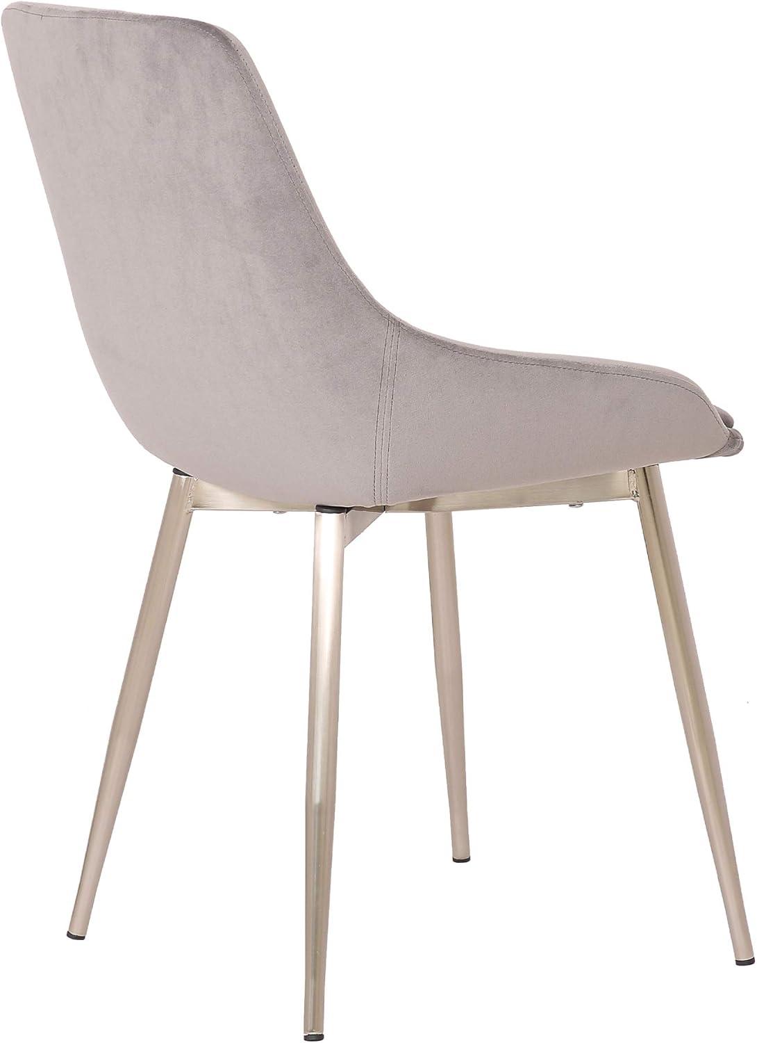 Heidi Gray Velvet Dining Accent Chair with Chrome Metal Legs