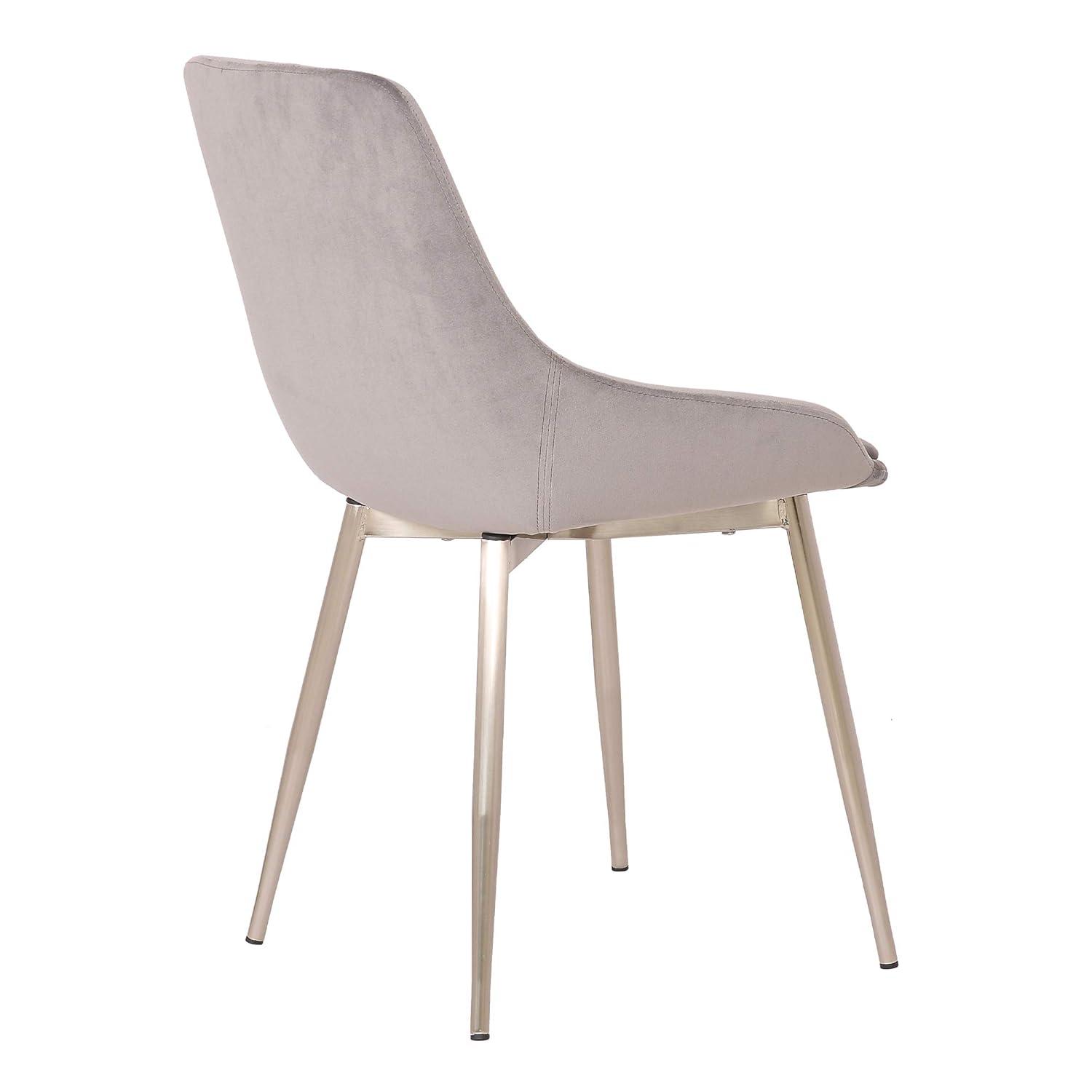 Heidi Velvet Dining Accent Chair Gray - Armen Living: Chrome Legs, Soft Polyester Upholstery, Modern Style