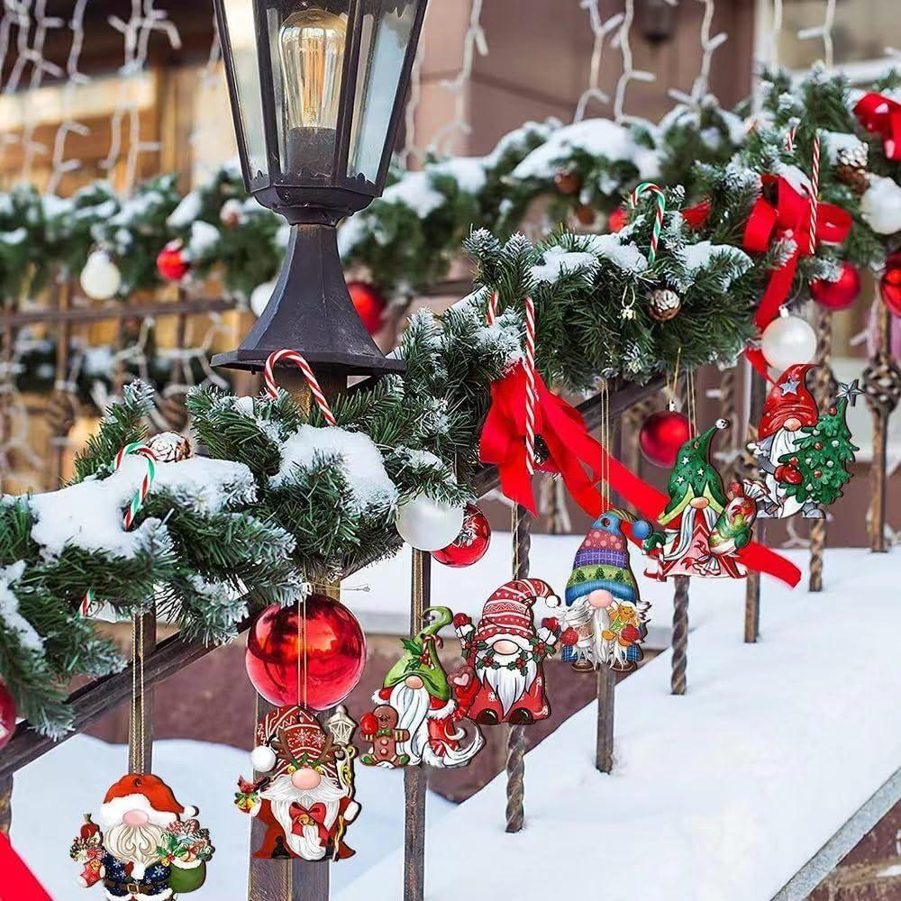 24pcs Gnome Christmas Ornaments Set - Festive Decorations with Wooden Gnomes for Tree Adornments & Ultimate Holiday Celebration Accessories