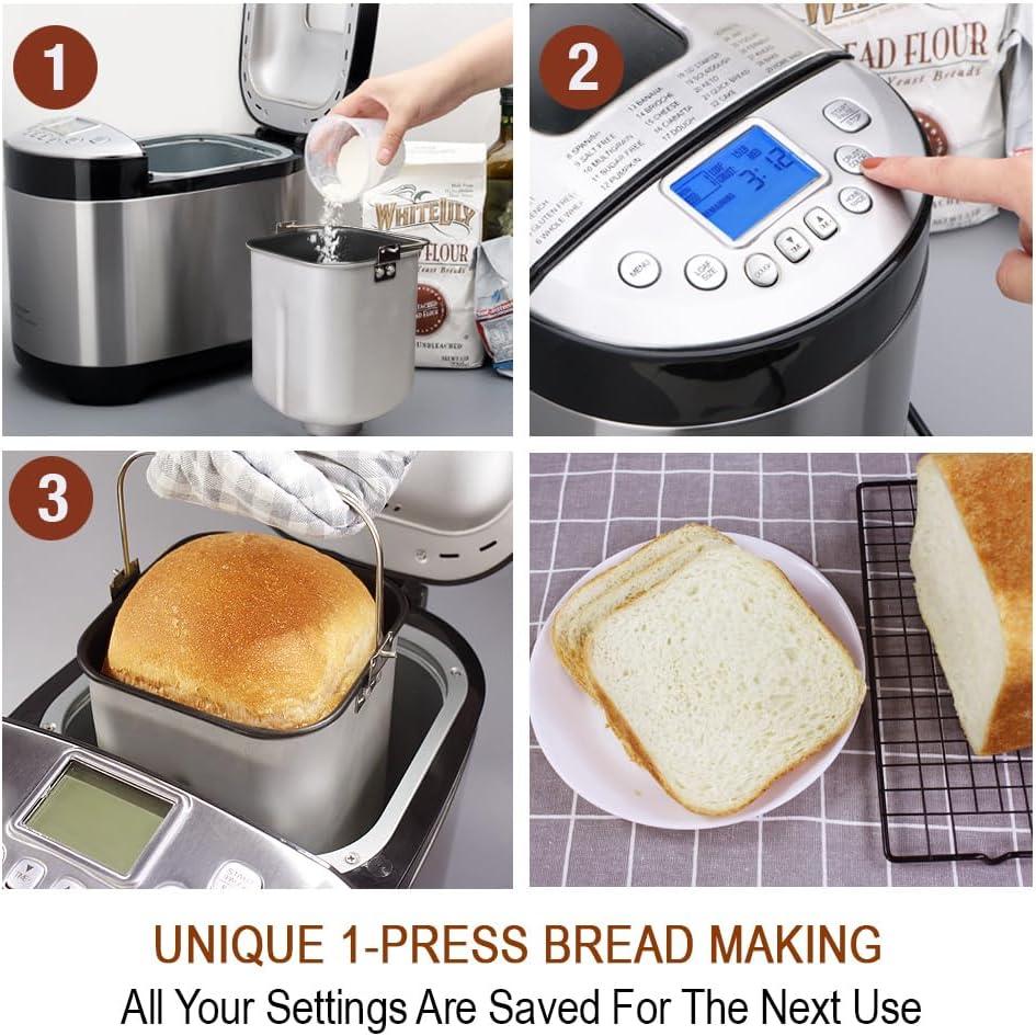 Stainless Steel 29-in-1 Smart Bread Machine with Delayed Start