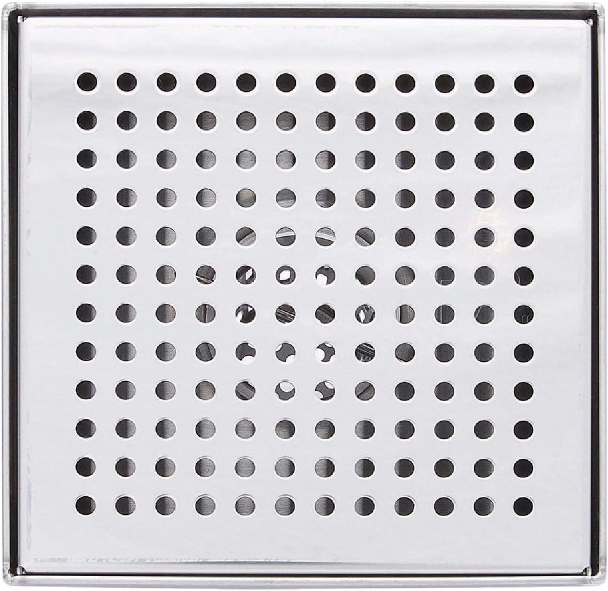 6" Square Shower Drain with Zero Pattern Grate