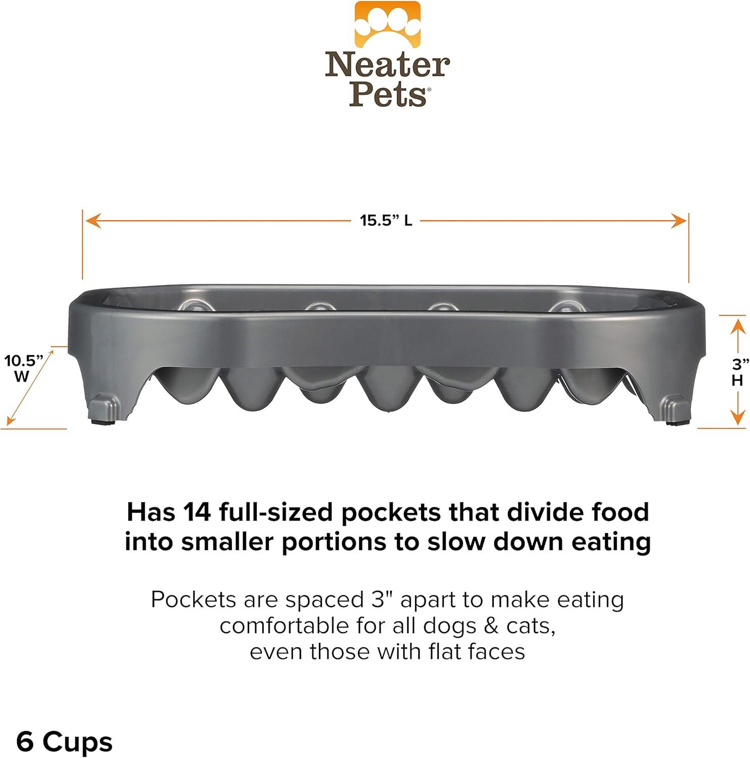 Neater Pet Brands Neater Slow Feeder to Improve Digestion, Stop Obesity, and Slow Down Eating, 6 Cups, Gunmetal