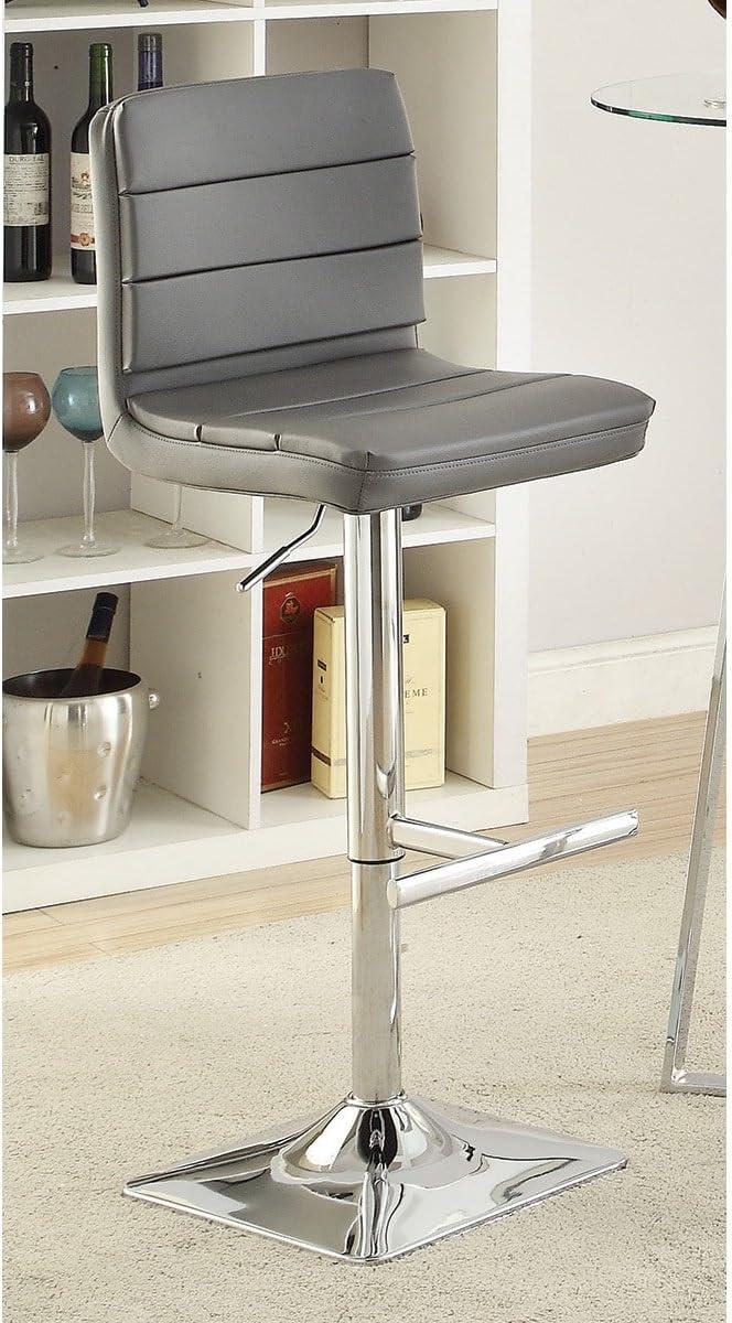 Upholstered Adjustable Bar Stools Black and Chrome (Set of 2)