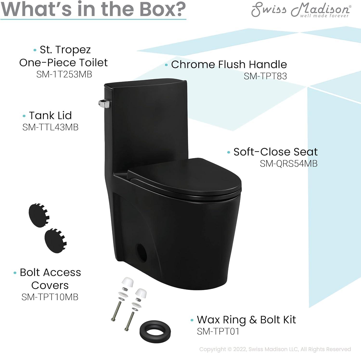 St. Tropez One Piece Elongated Toilet Dual Vortex Flush 1.6 GPF