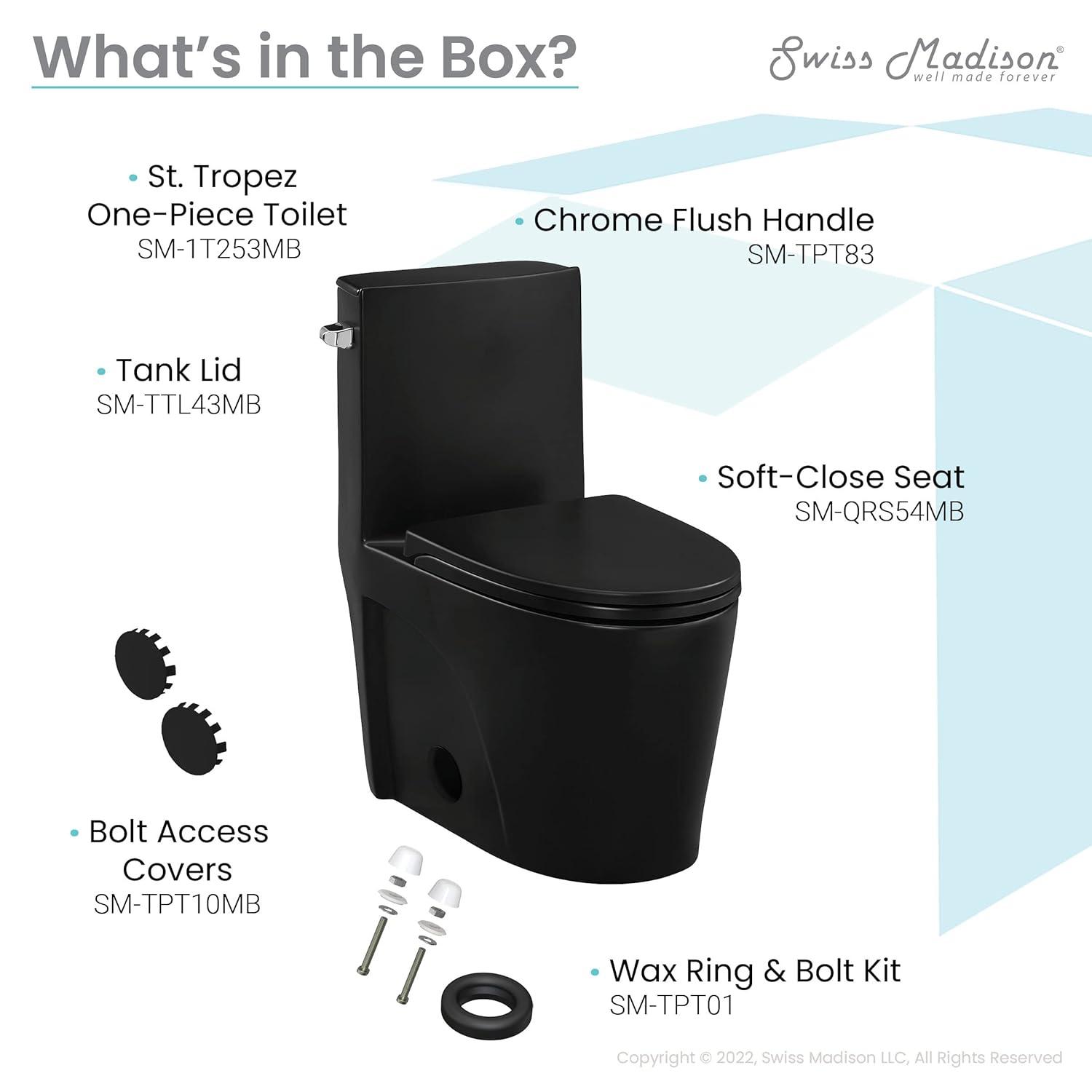 St. Tropez One Piece Elongated Toilet Dual Vortex Flush 1.6 GPF