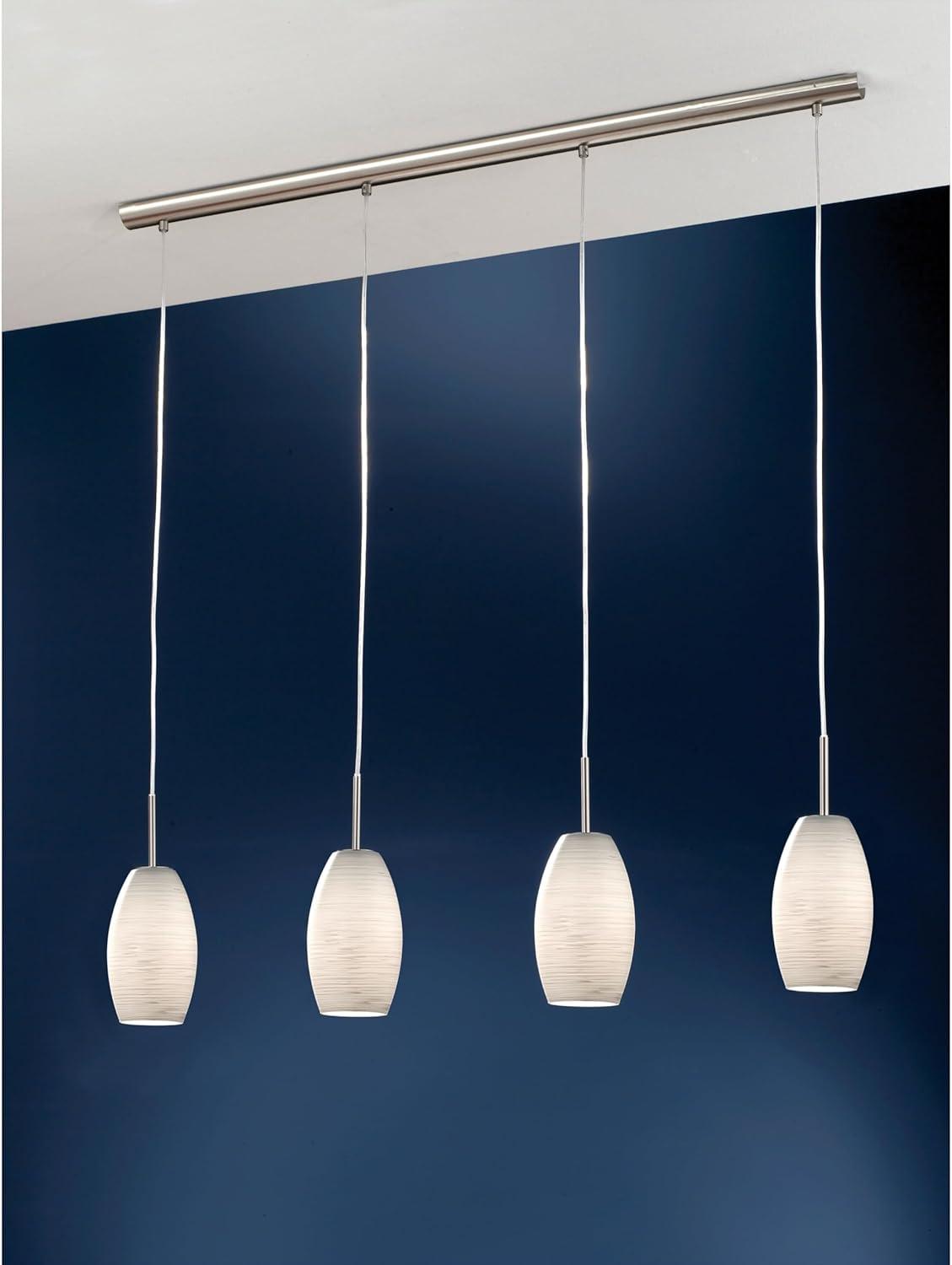 Batista 1 Multi Light Pendant Ceiling Light 39.5 " Matte Nickel - Eglo: ETL Listed, Glass Dome Shades, Steel Body