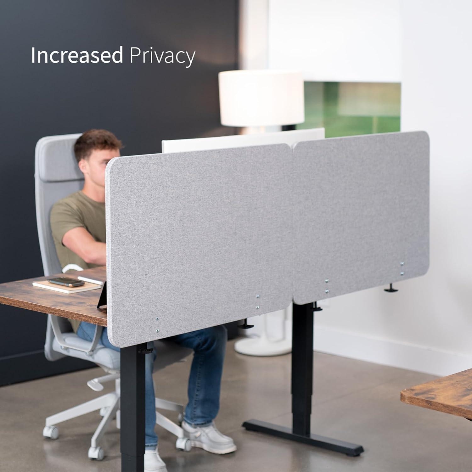 VIVO Gray Clamp-on/Screw-on 71" x 24" Desktop Privacy Panel System (2 Panels)