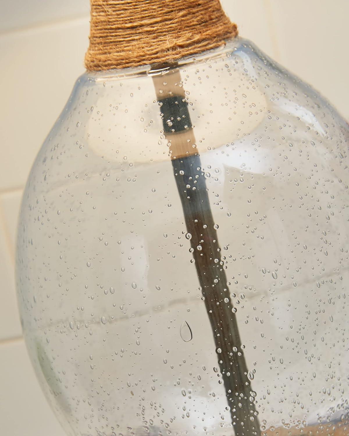 Signature Design by Ashley (Set of 2) Clayleigh Table Lamps Clear/Brown: Seeded Glass, Rope Detail, UL Listed