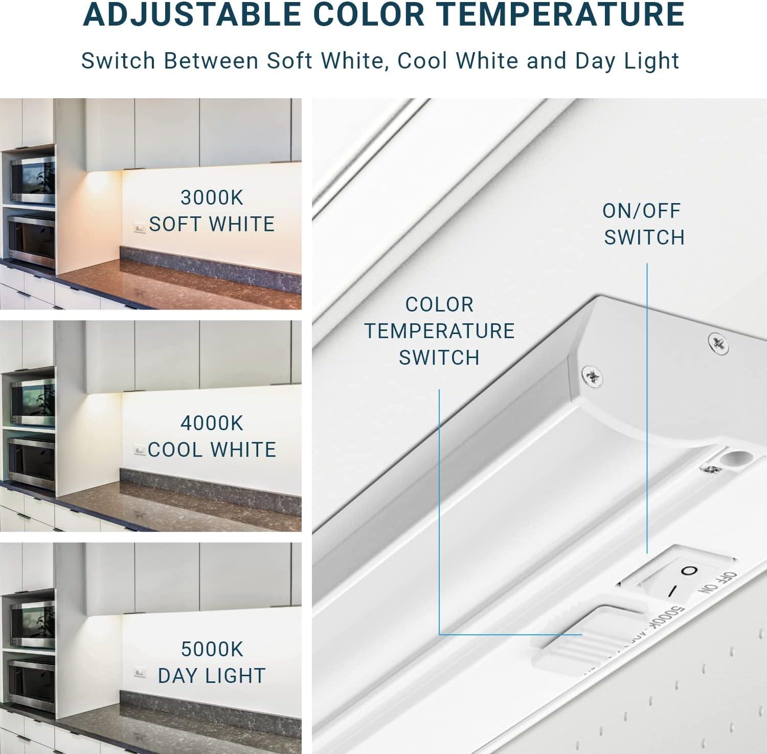 Parmida LED 3CCT Hardwired Under Cabinet Light, Dimmable, Linkable, 12 inch, 9W, 600lm