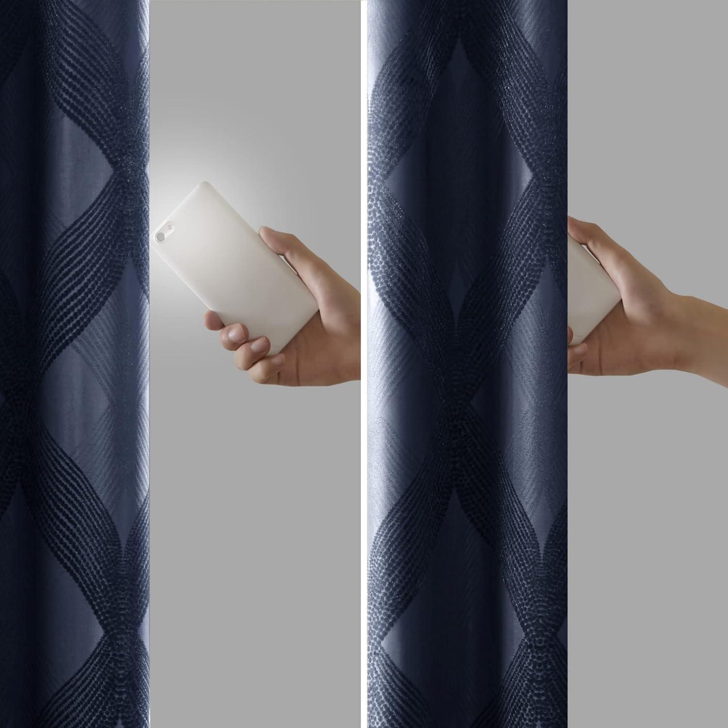 Madison Park Bentley Ogee Knitted Jacquard Geometric Total Blackout Single Curtain Panel