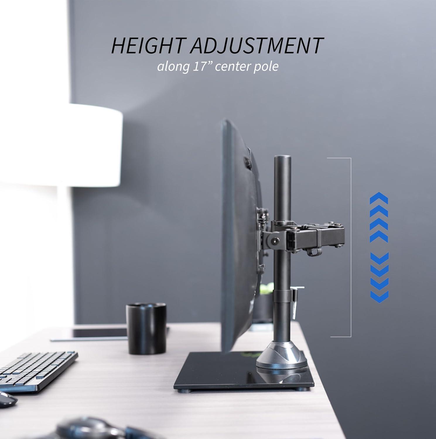 VIVO Dual Monitor Adjustable Mount w/ Glass Base Stand for 2 Screens up to 32"