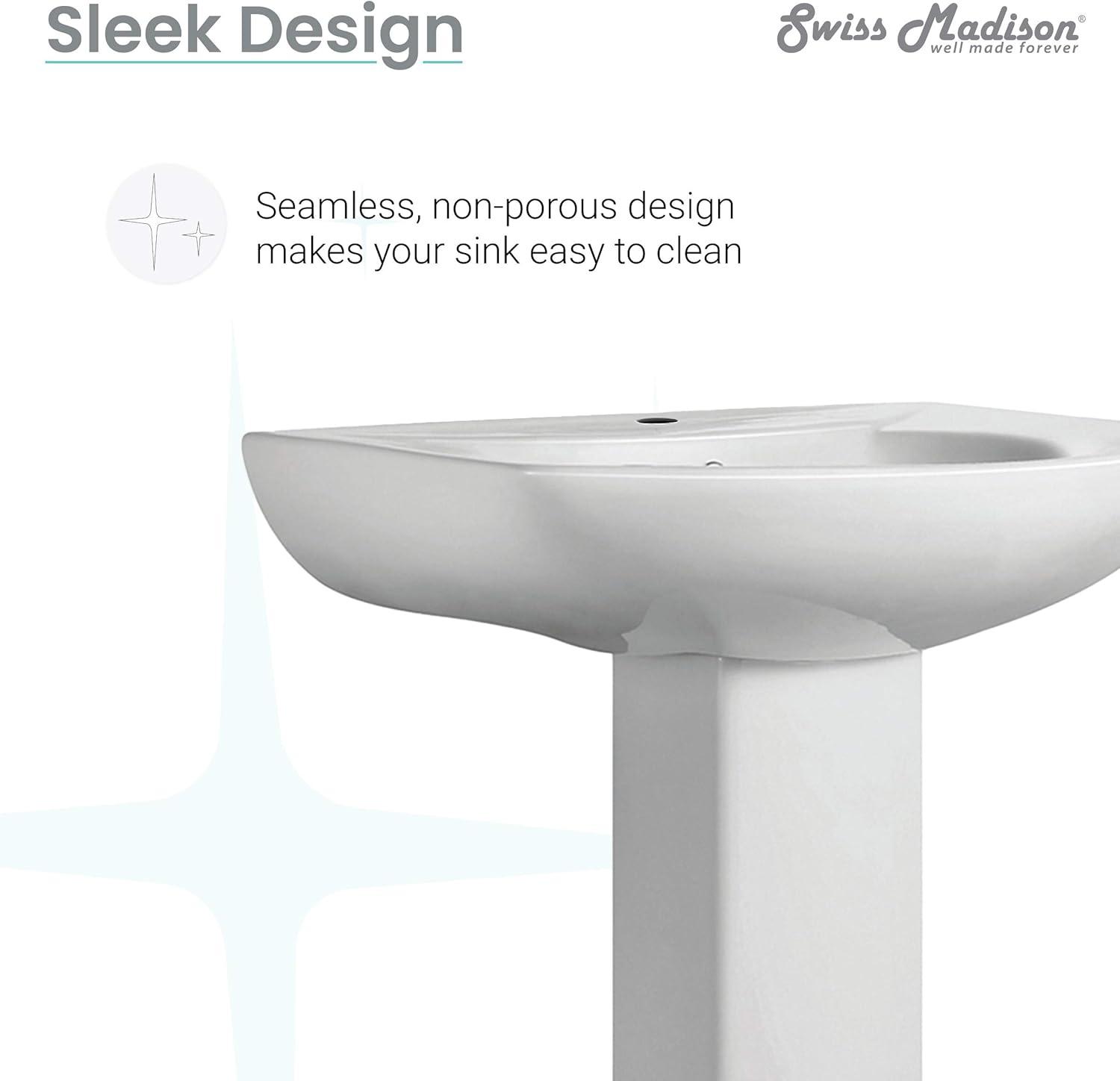 Château Pedestal Bathroom Sink U-Shaped Single Faucet Hole