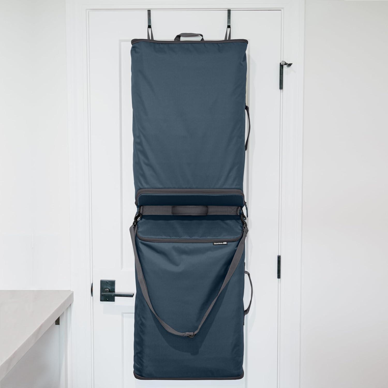 Ocean and Dark Charcoal 2-Compartment Hanging Laundry Hamper