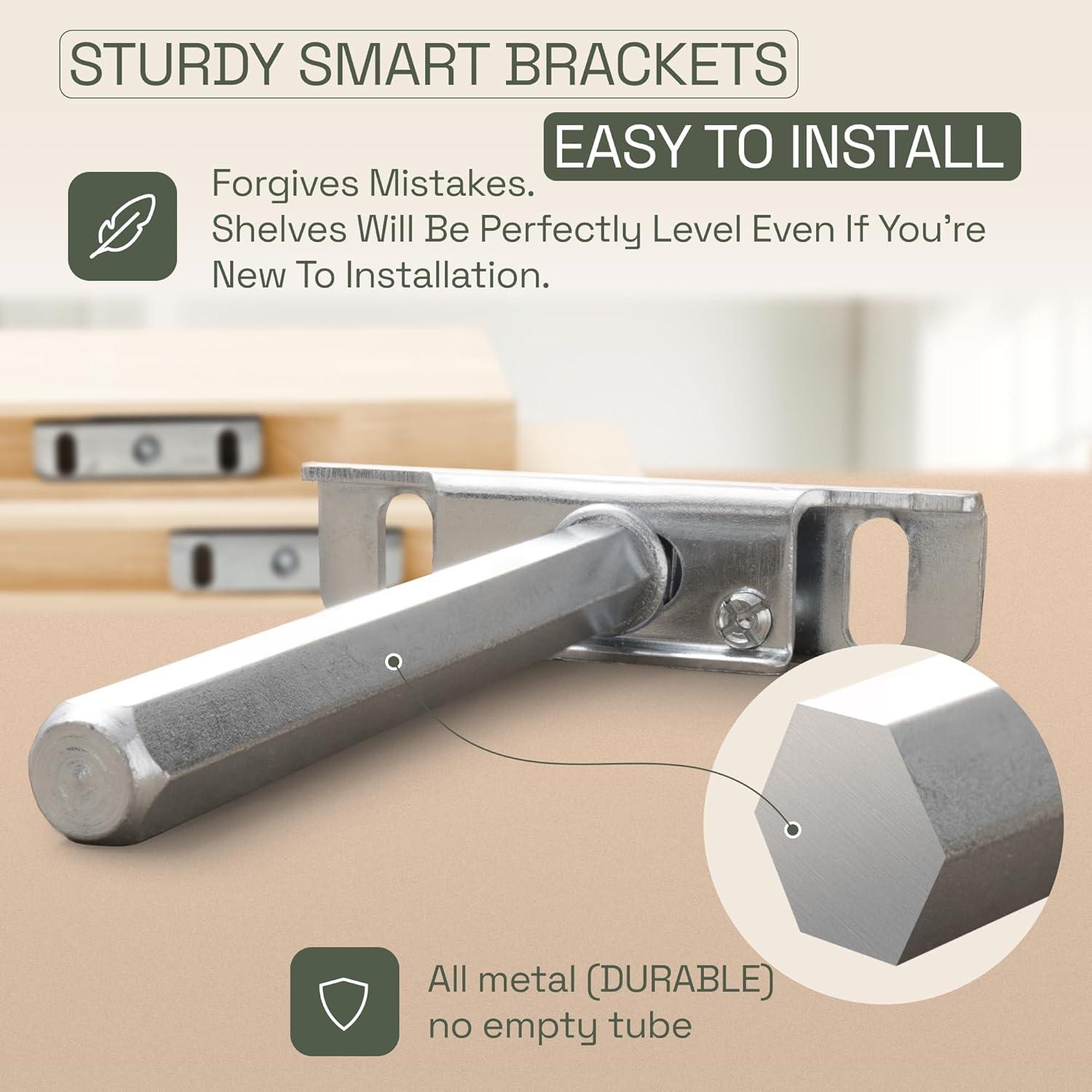 Baobab Workshop Solid Wood Floating Shelves, Wooden Shelves for Wall (Set of 2)