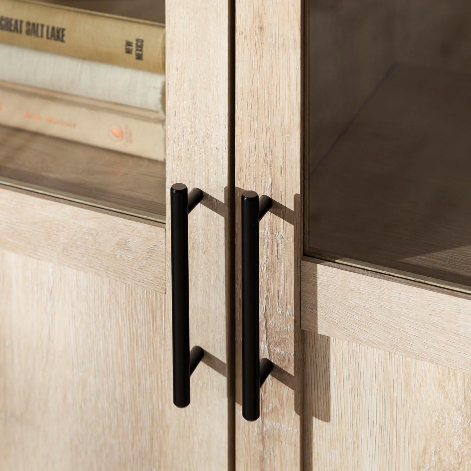 Walker Edison Farmhouse 4 Door TV Stand for TVs Up to 78", White Oak