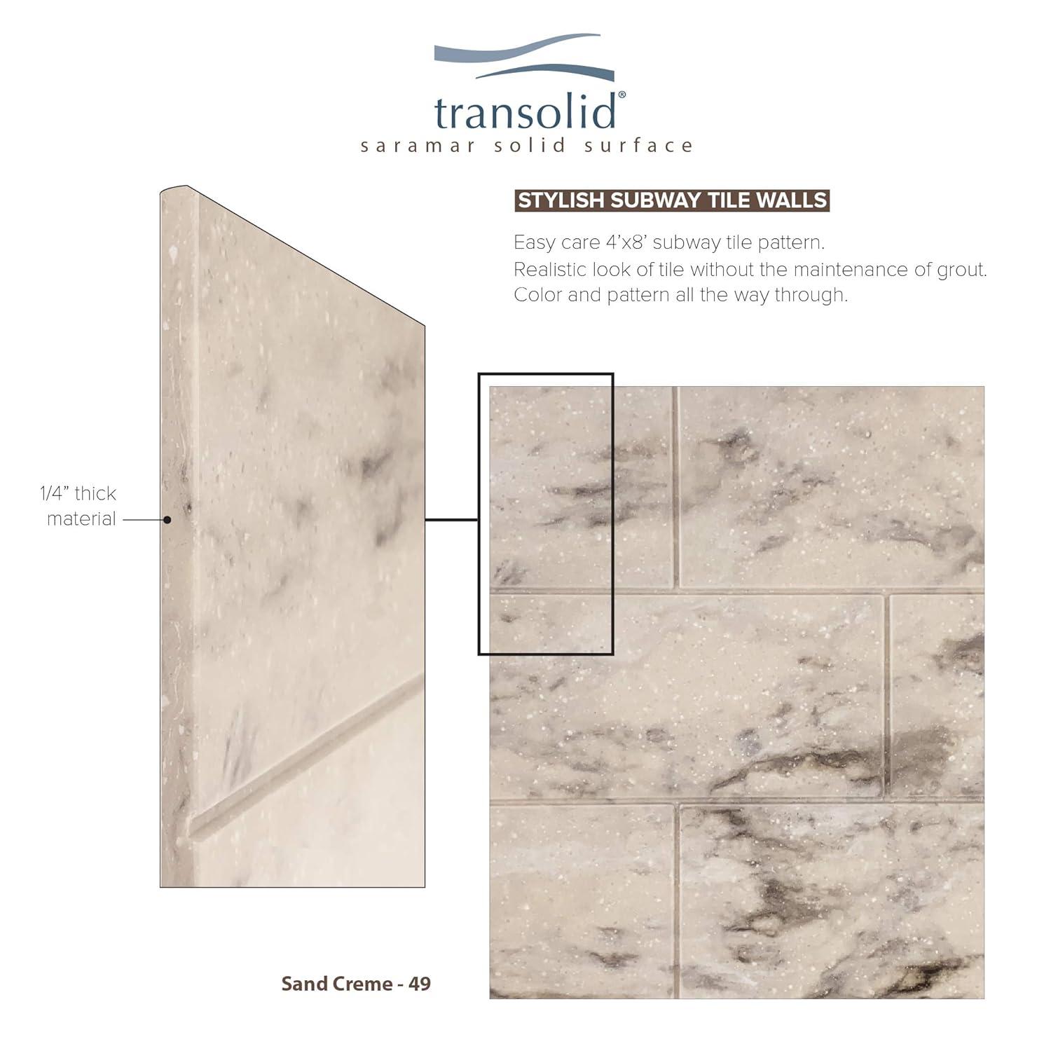 Transolid SaraMar 60'' W 36'' D 72'' H Glue Up Solid Surface Wall
