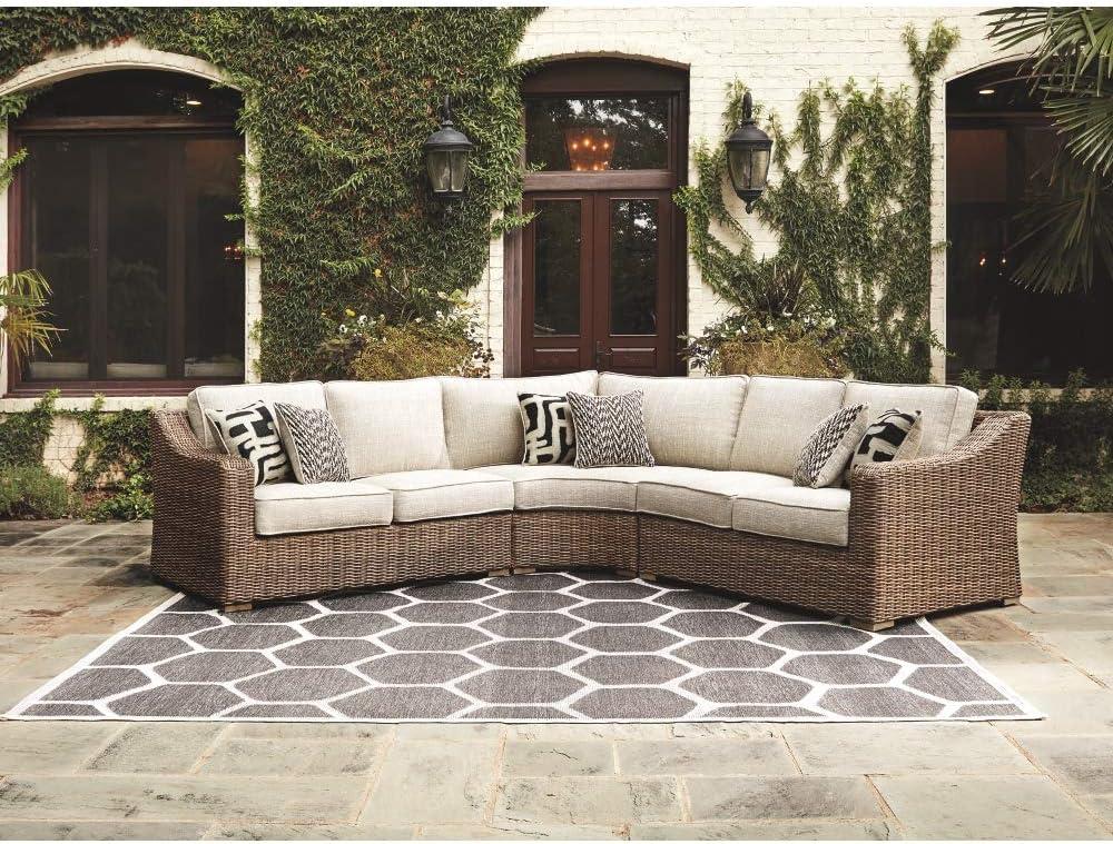 Ashley Furniture Beachcroft 2 Piece Patio Loveseat Set in Beige