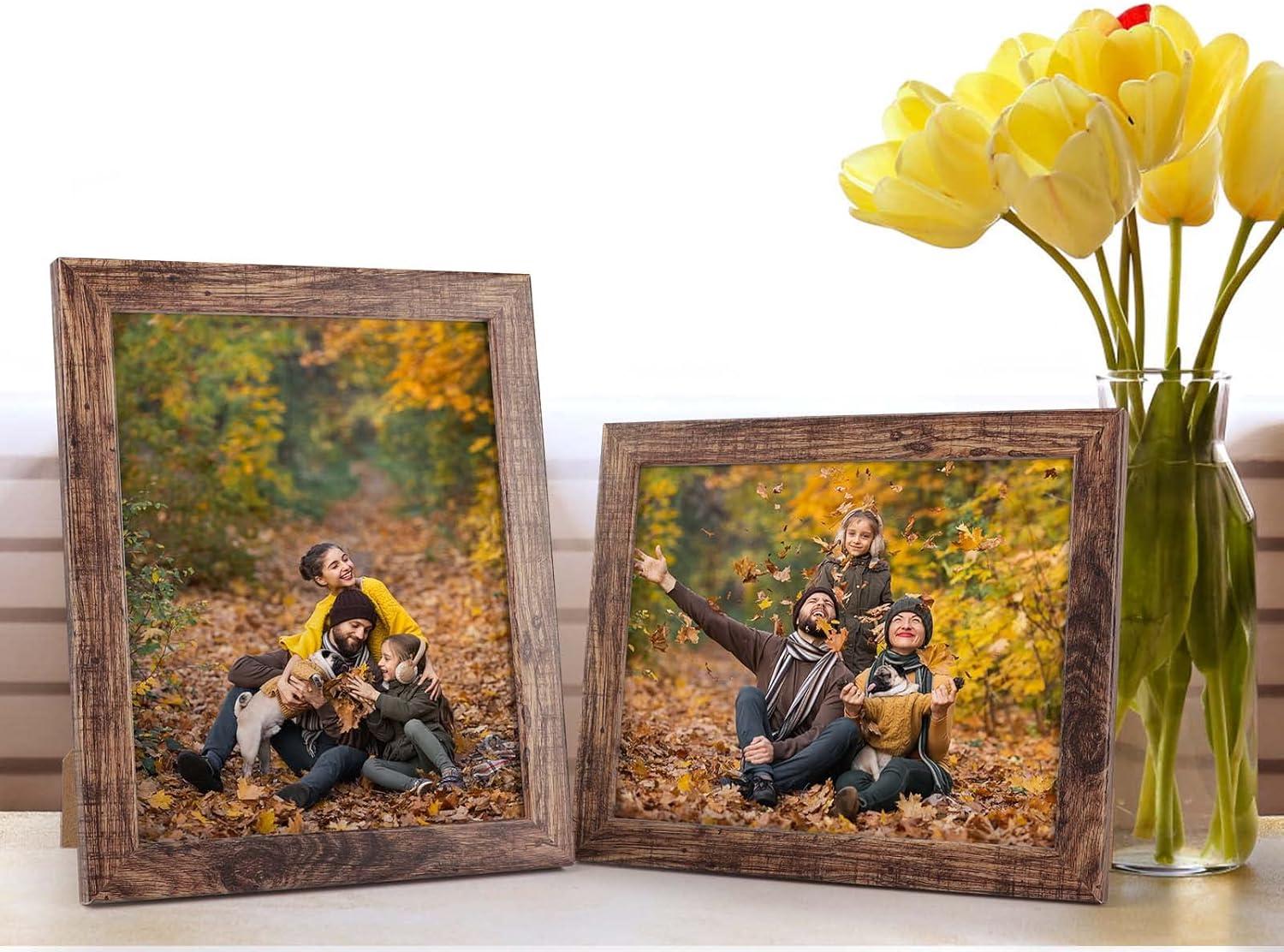 8x10 Picture Frame Set of 7, Rustic Photo Frames Display 8 by 10 inch Photo for Wall or Tabletop