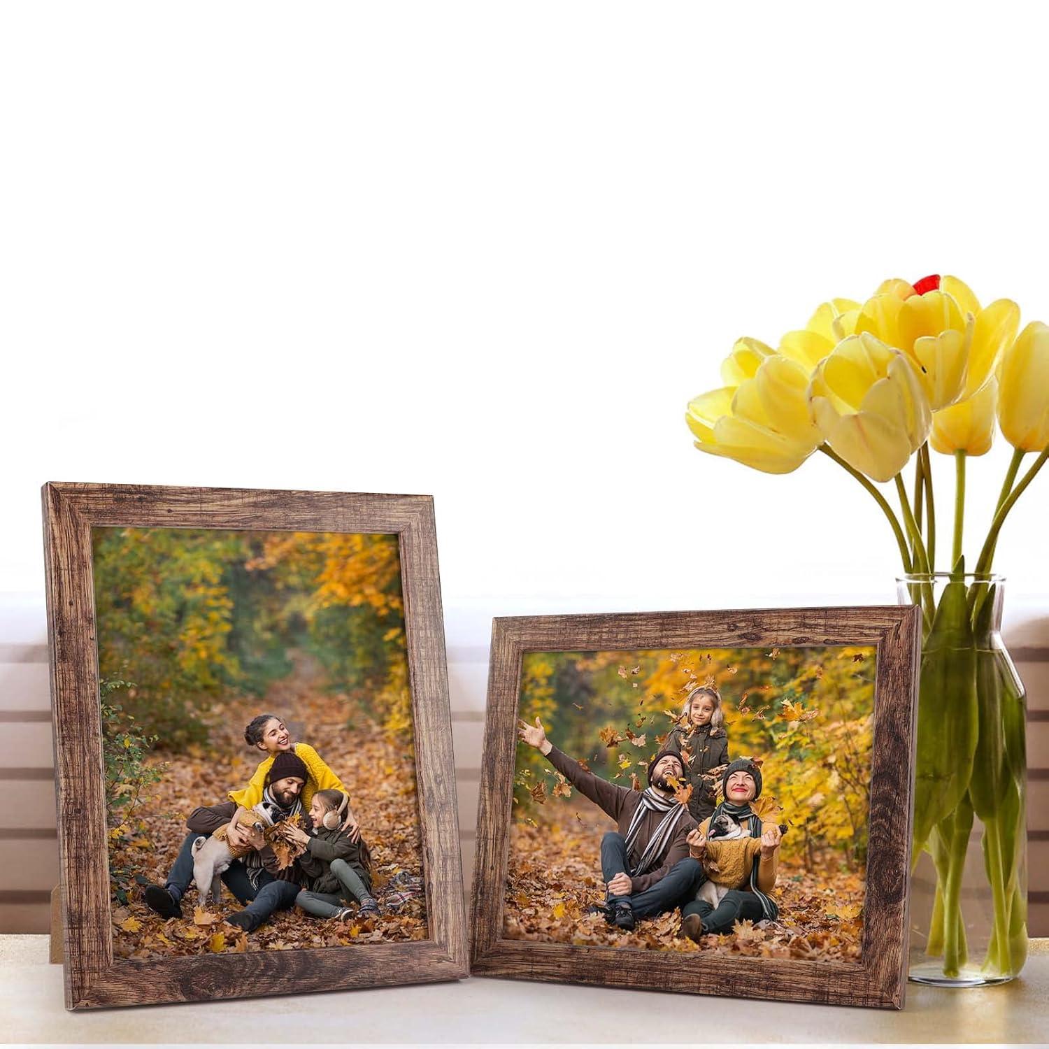 8x10 Picture Frame Set of 7, Rustic Photo Frames Display 8 by 10 inch Photo for Wall or Tabletop