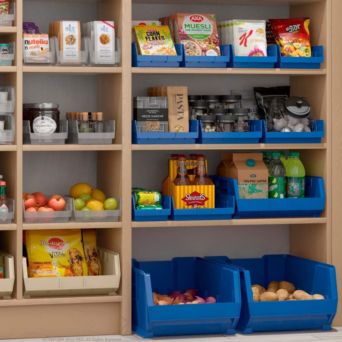 Blue Heavy Duty Plastic Shelf Storage Bins, 24-Inch