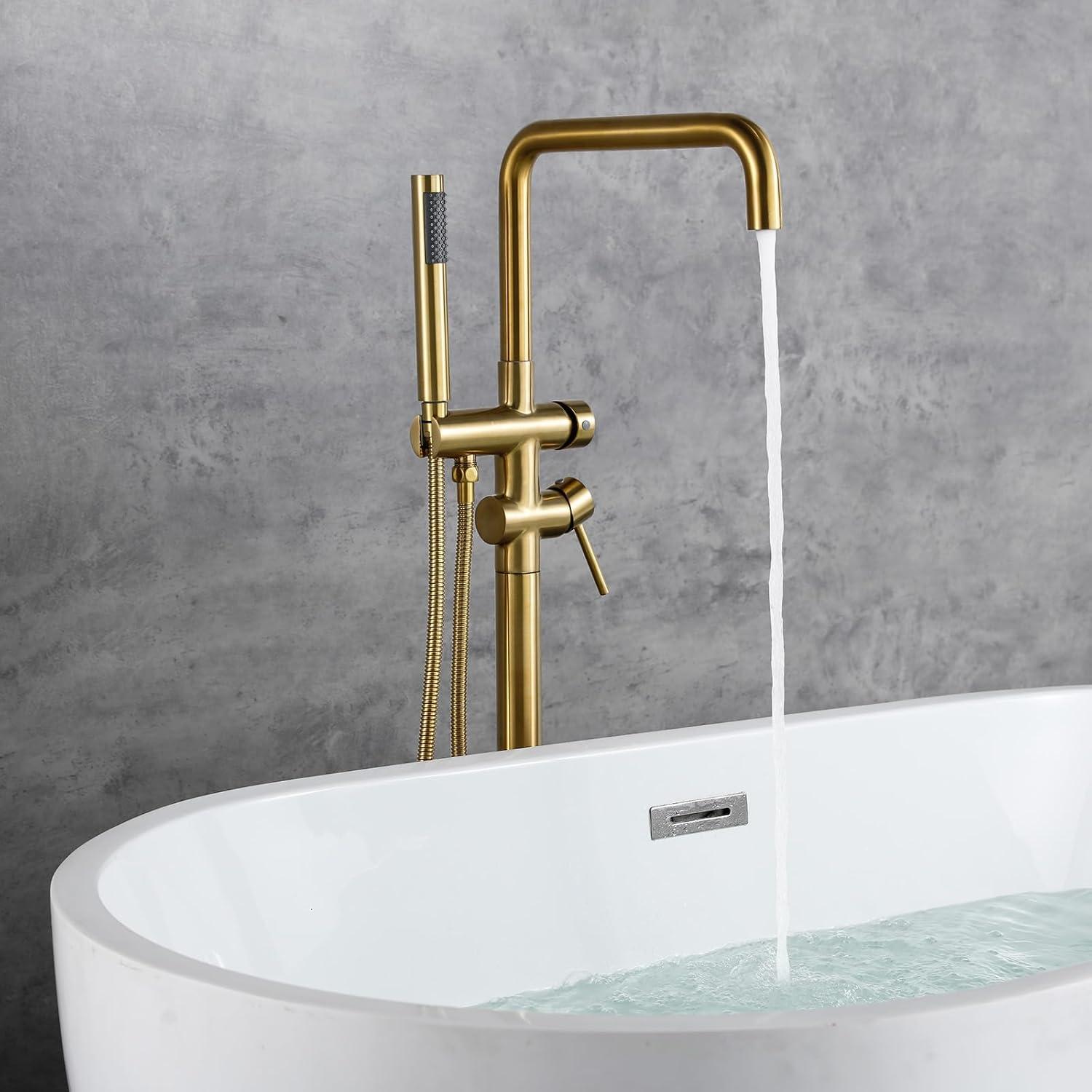 PENGFANG WORLDWIDE LLC Double Handle Floor Mounted Tub Filler With Handshower P017MBTF